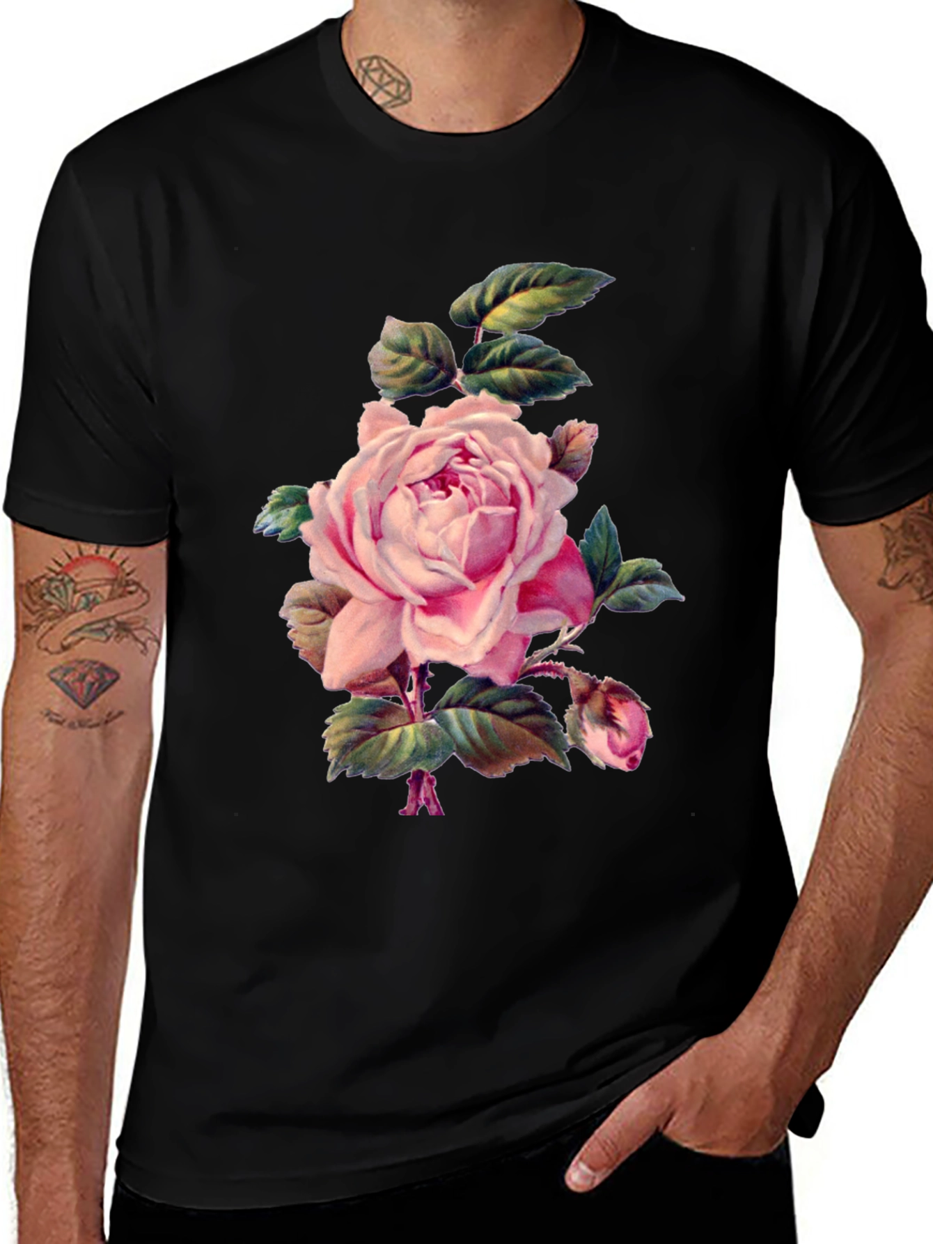 Variant 13 of Vintage Rose Graphic Tee - Classic Floral Design
