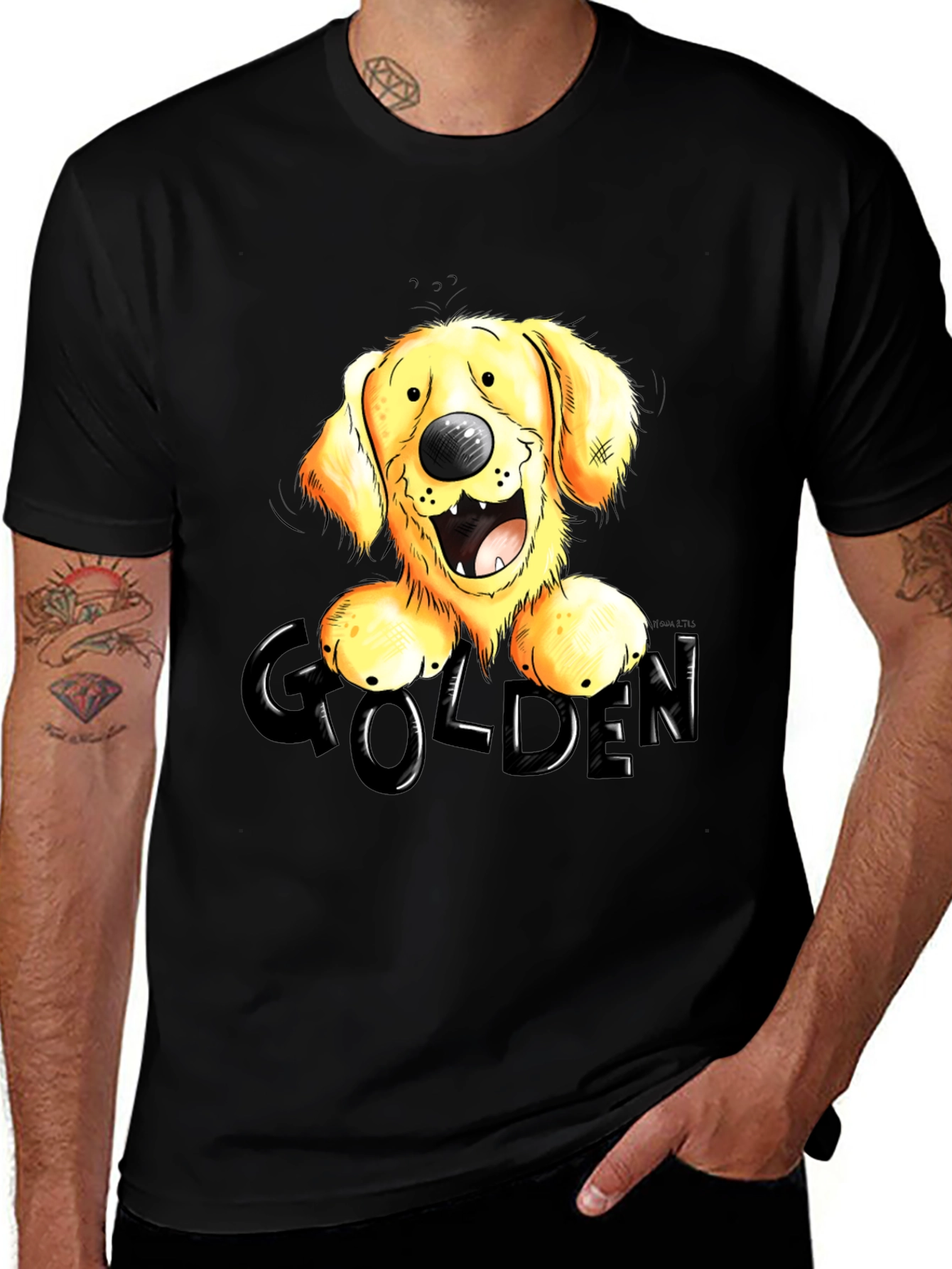 Variant 6 of Golden Retriever Cartoon Graphic T-Shirt