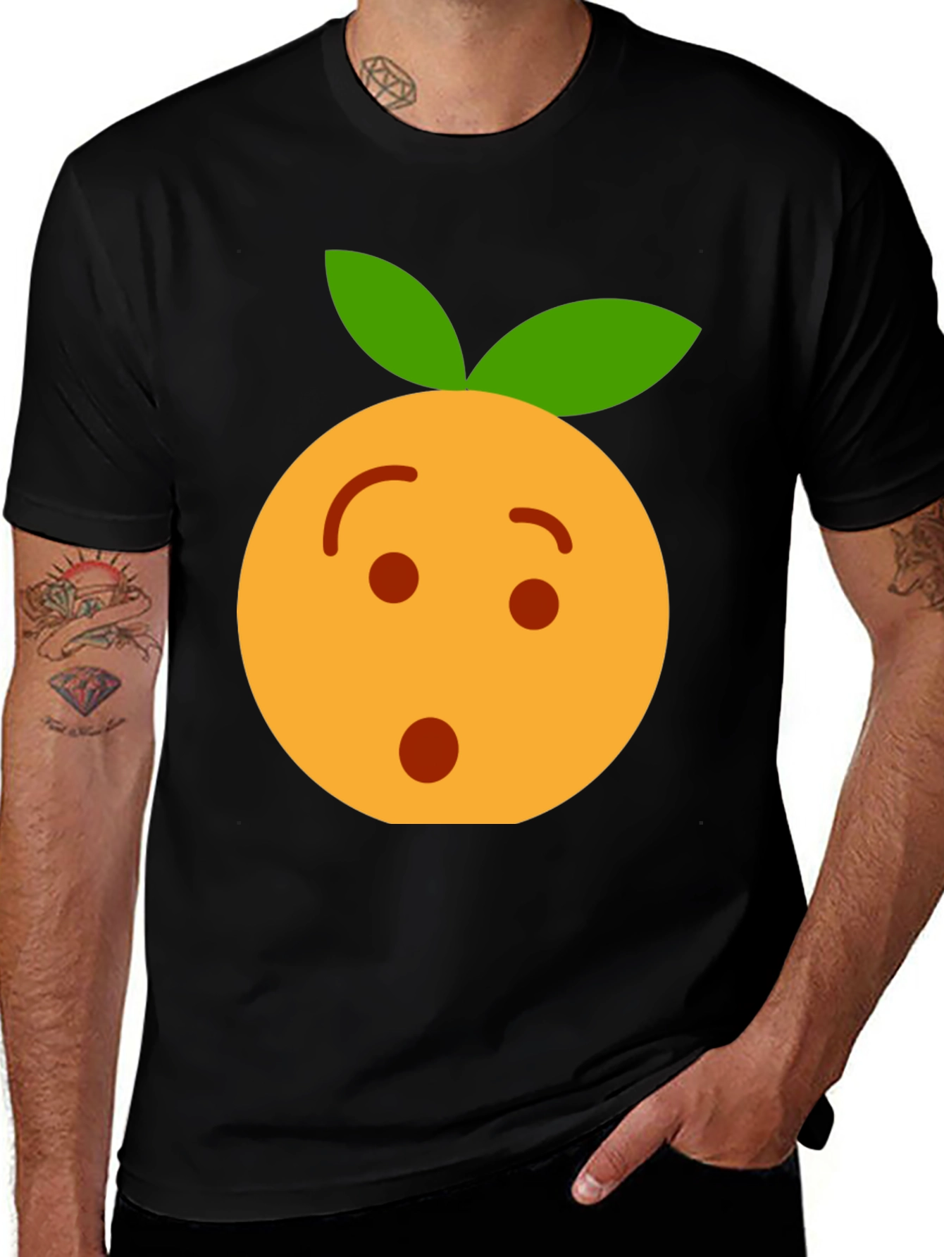Variant 18 of Funny Orange Emoji Graphic T-Shirt - Black