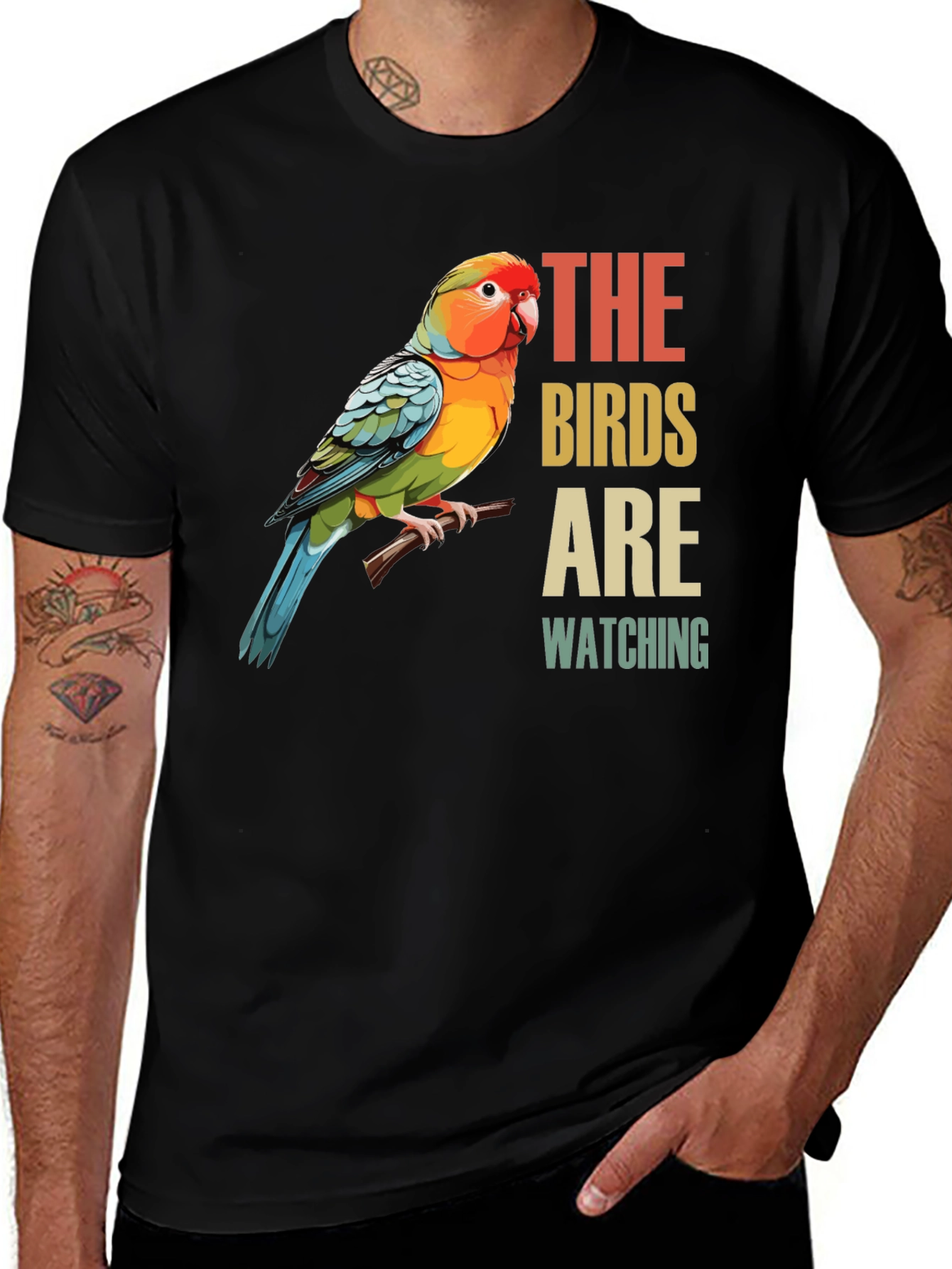 Variant 19 of Birds Are Watching Graphic T-Shirt