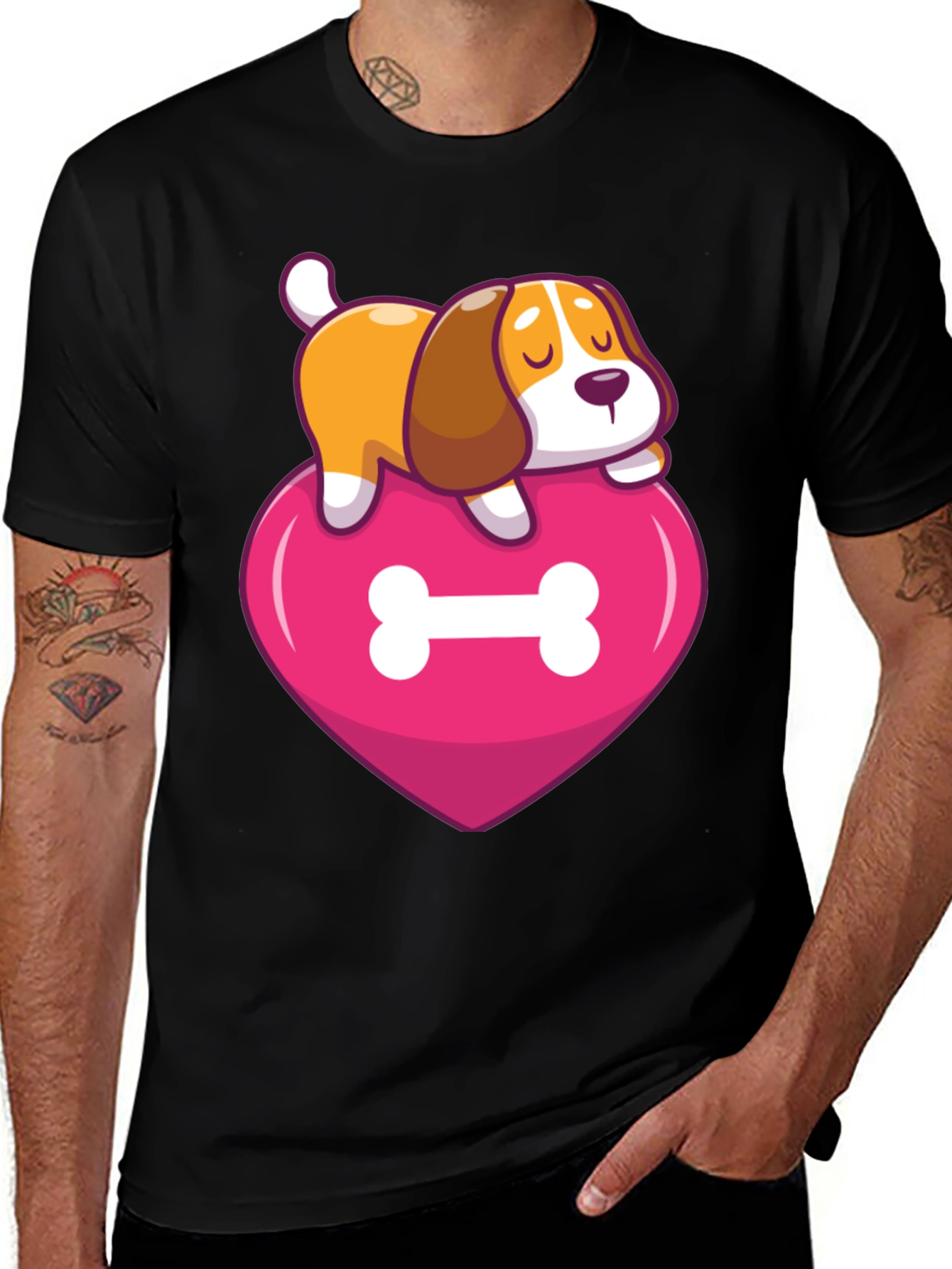 Variant 30 of Dog on Heart T-Shirt - Cute Pet Lover Tee