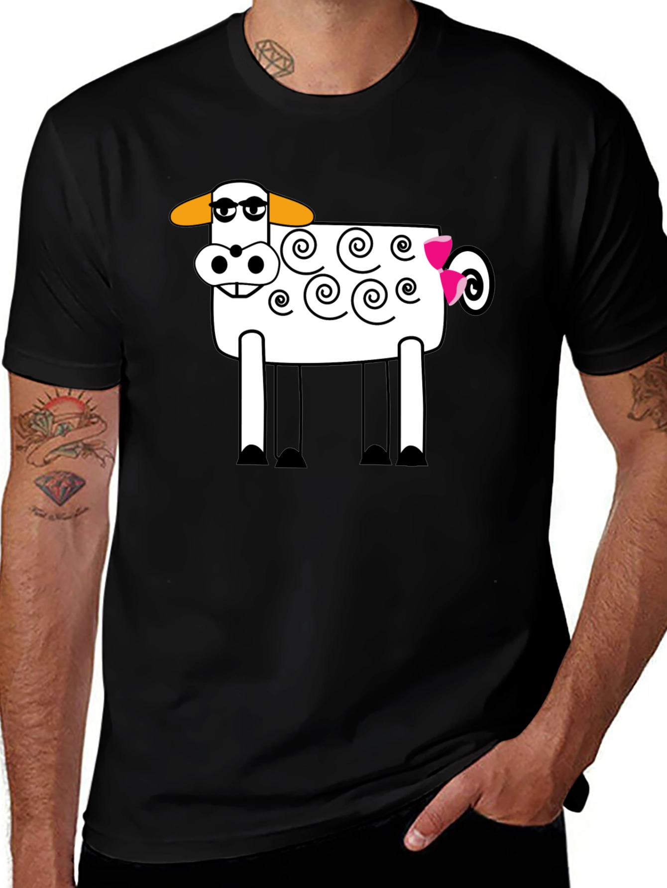 Variant 5 of Cartoon Sheep Graphic T-Shirt - Soft Cotton Blend