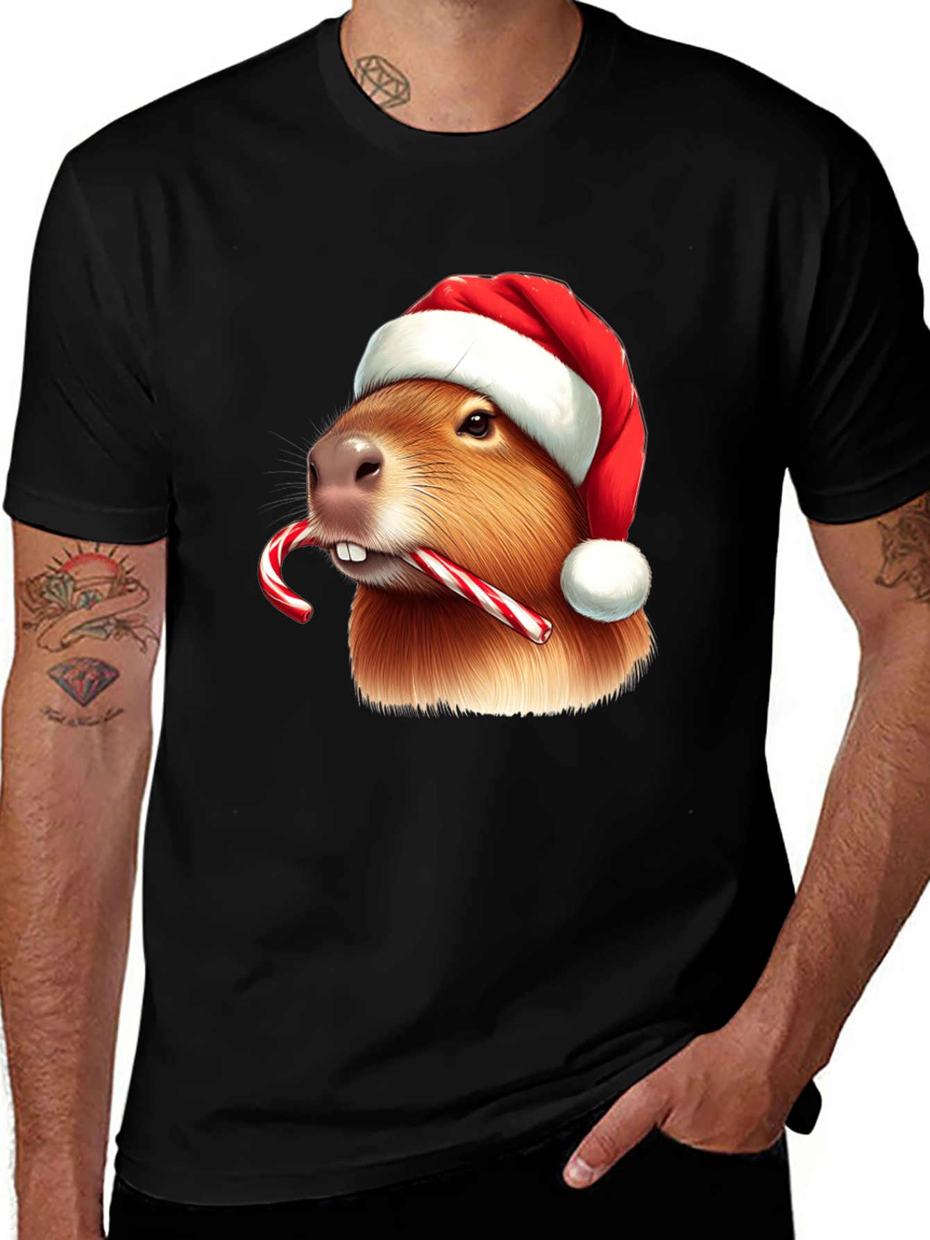 Variant 10 of Festive Capybara Christmas T-Shirt