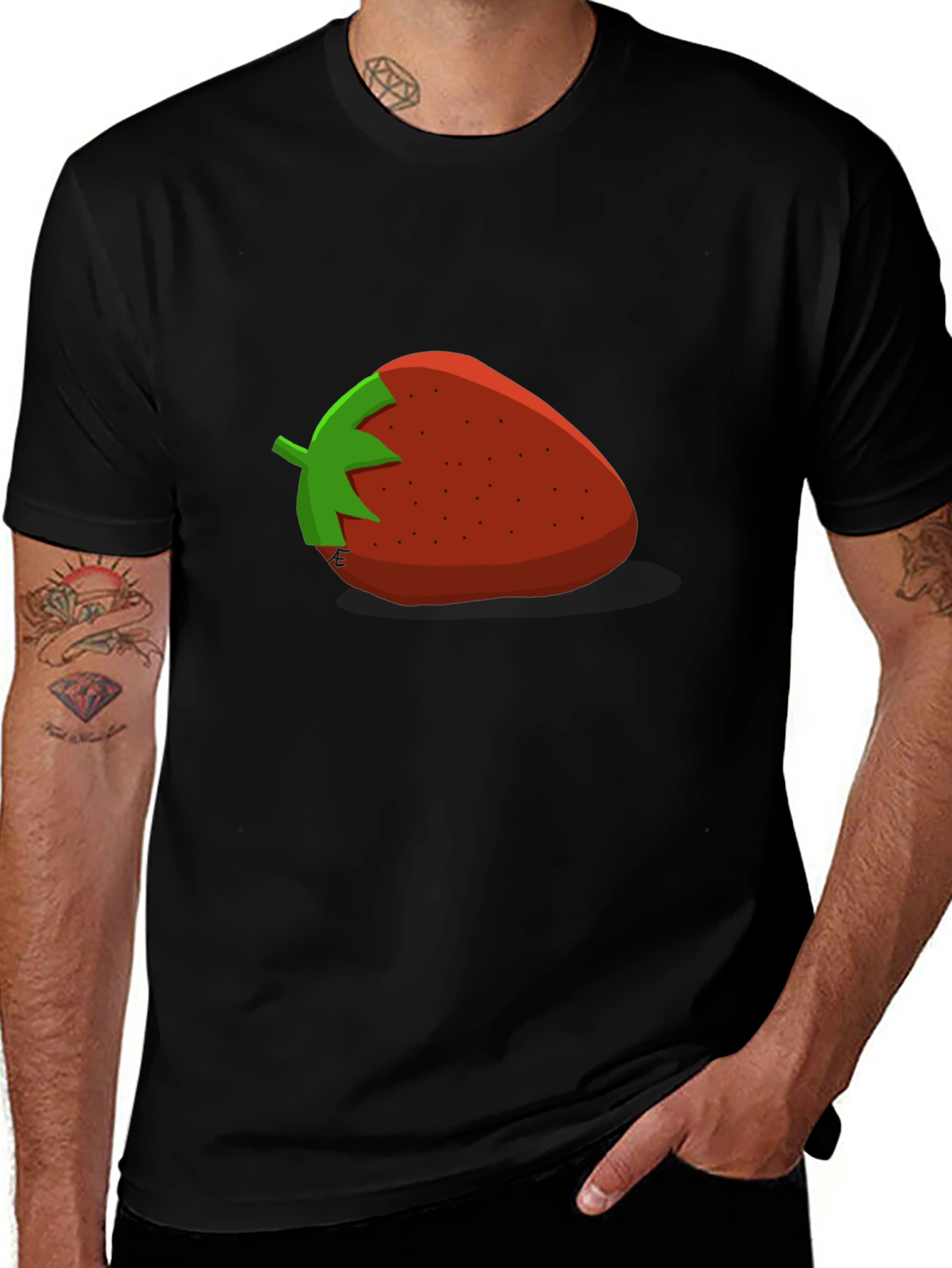 Variant 3 of Strawberry Graphic T-Shirt - Casual Black Tee