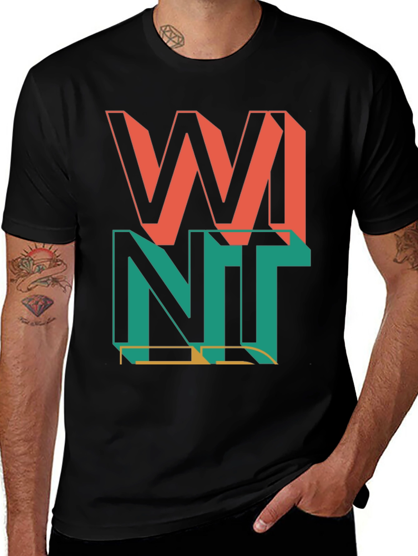 Variant 18 of Abstract Graphic Print T-Shirt - Black