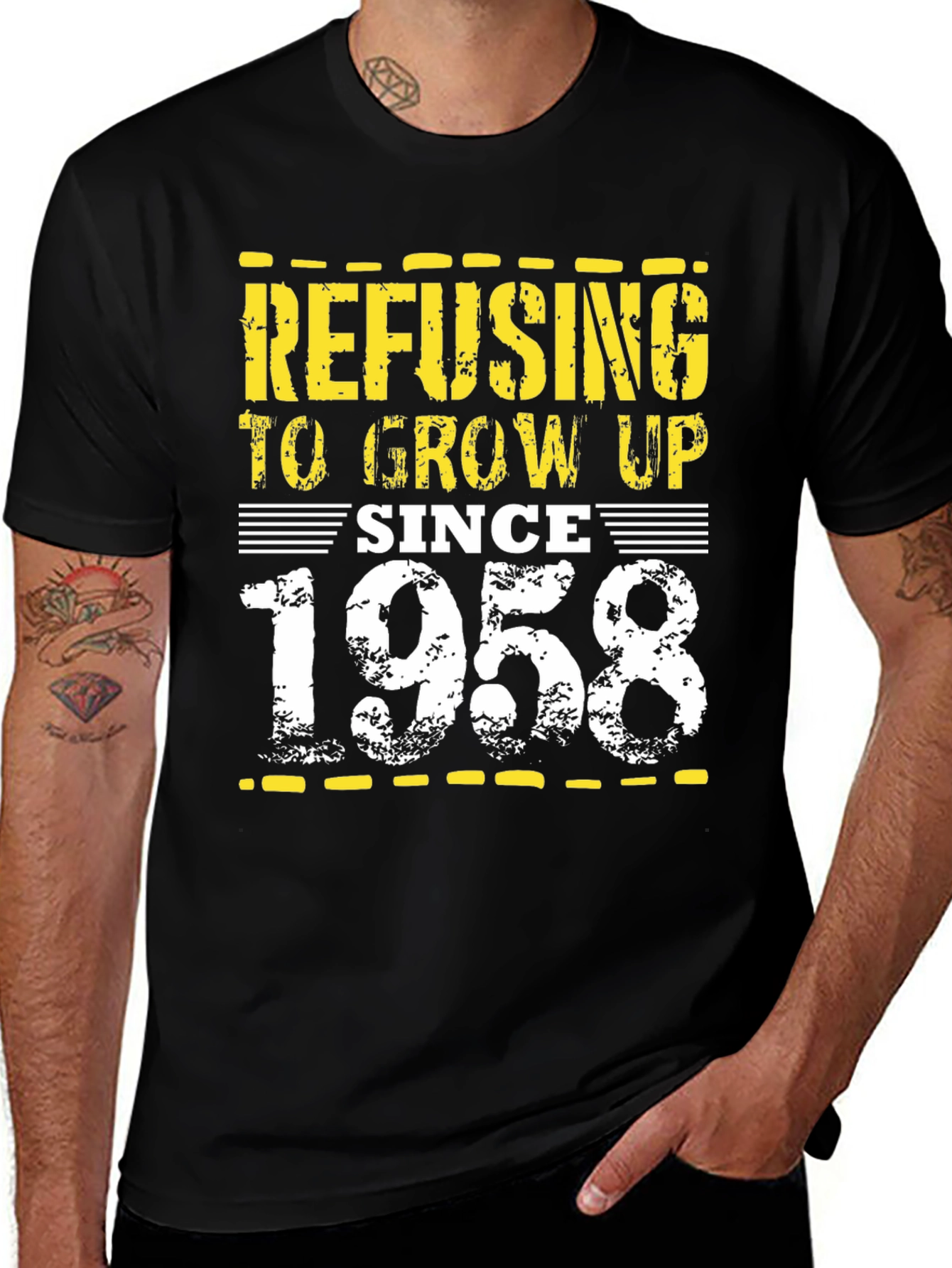 Refusing to Grow Up Since 1958 Black T-Shirt