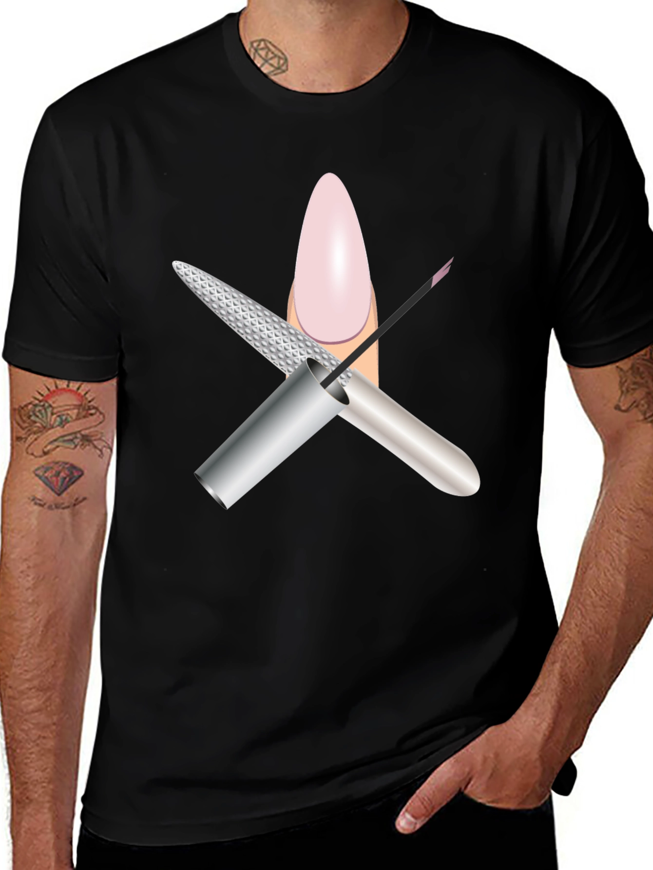 Man's Black Nail Salon Graphic Tee