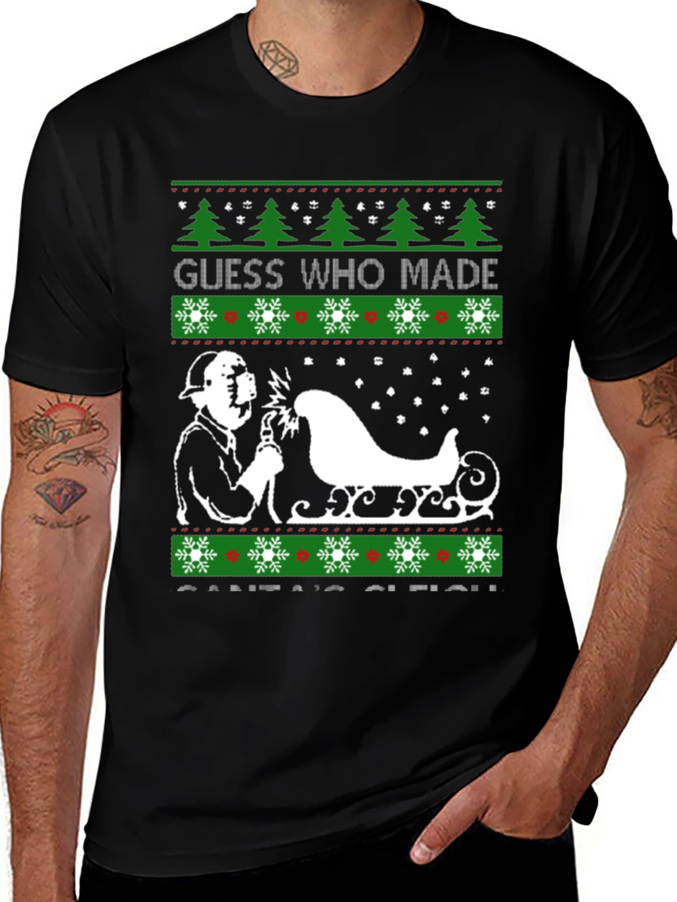 Variant 4 of Welder Made Santa's Sleigh Christmas T-Shirt