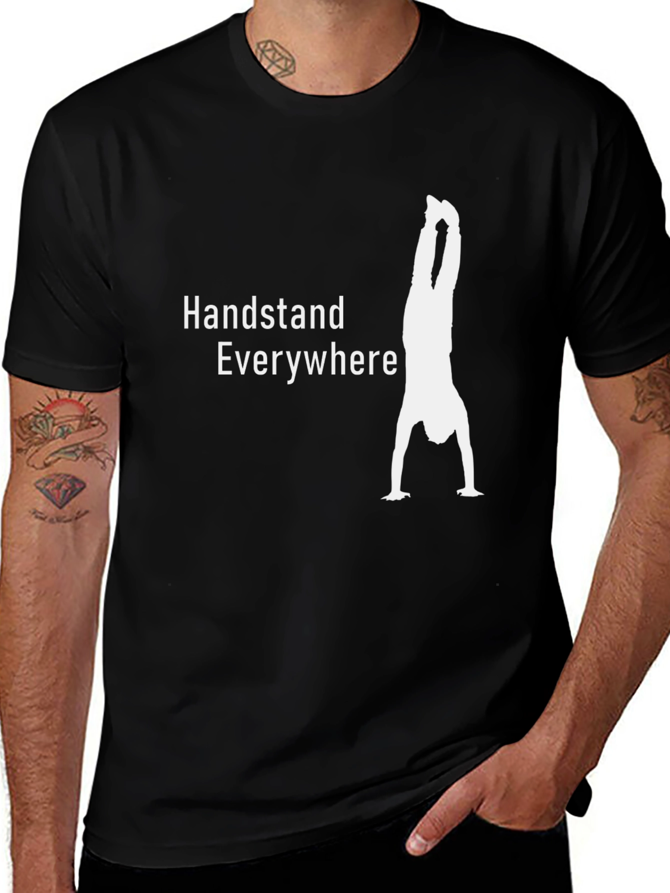 Variant 6 of Handstand Everywhere Graphic Tee - Black Cotton Blend