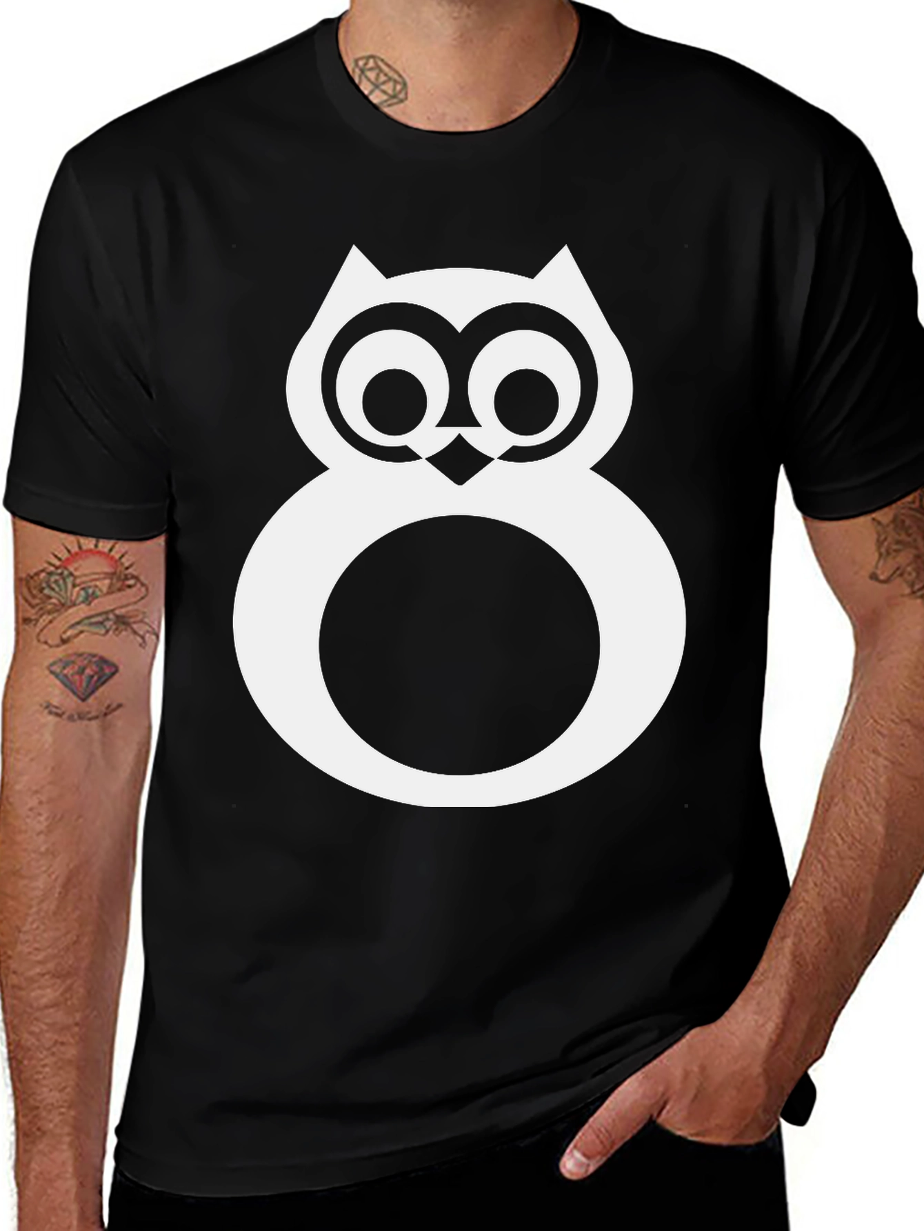 Variant 18 of Cool Owl Graphic Black T-Shirt