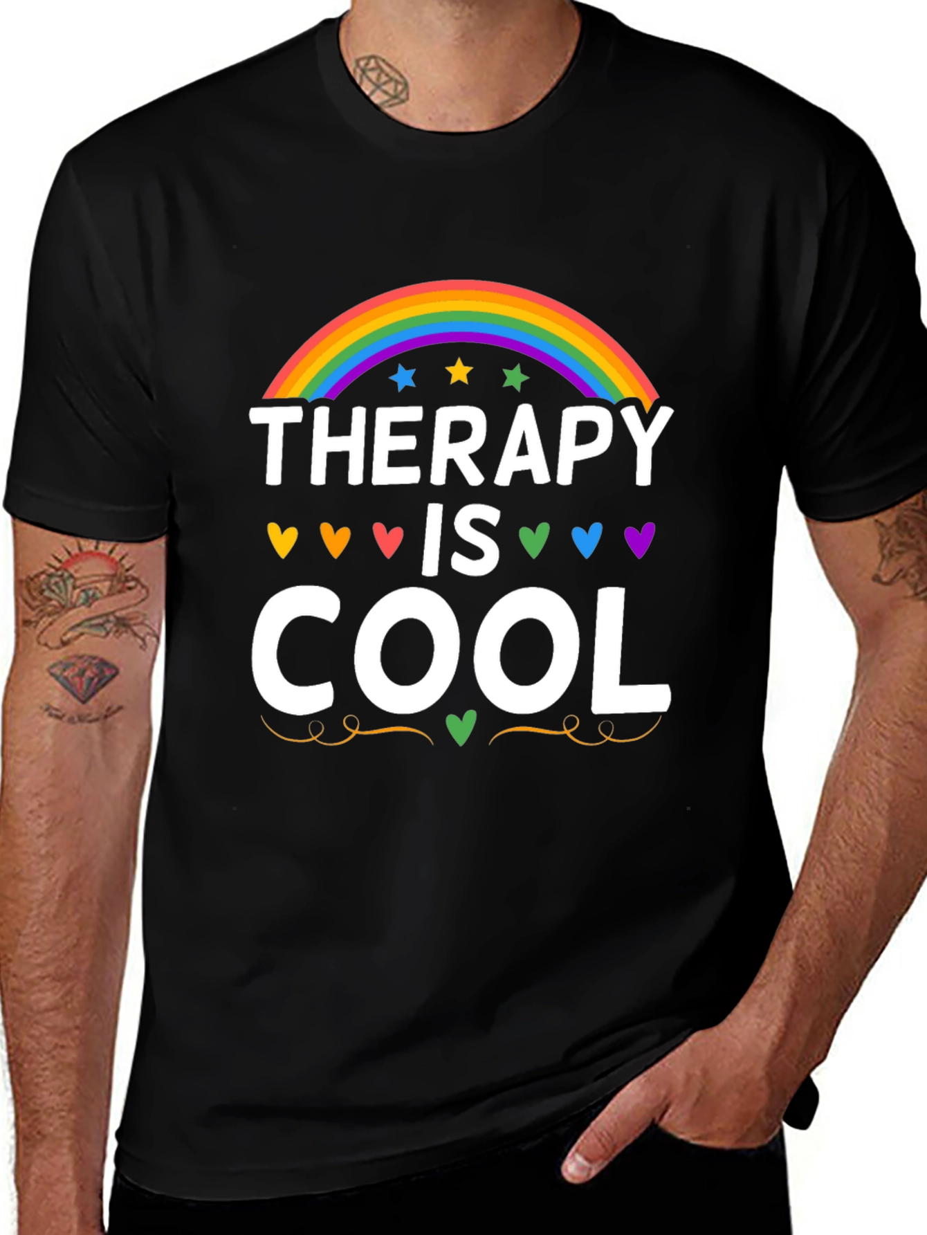 Variant 3 of Therapy is Cool Rainbow Graphic Tee