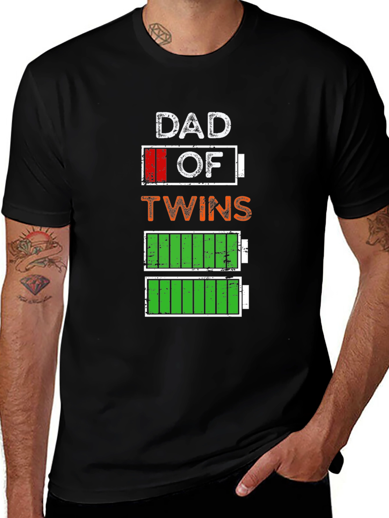 Variant 26 of Dad of Twins Low Battery Graphic Tee