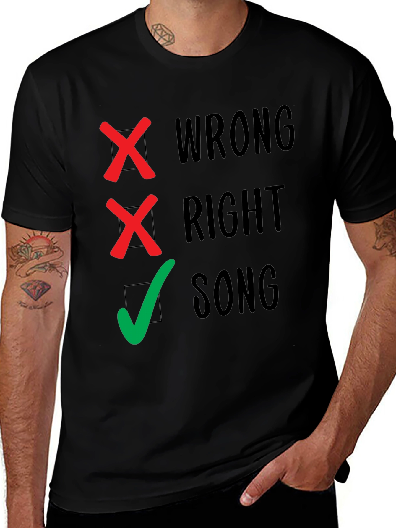 Variant 19 of Funny Wrong Right Song Graphic T-Shirt