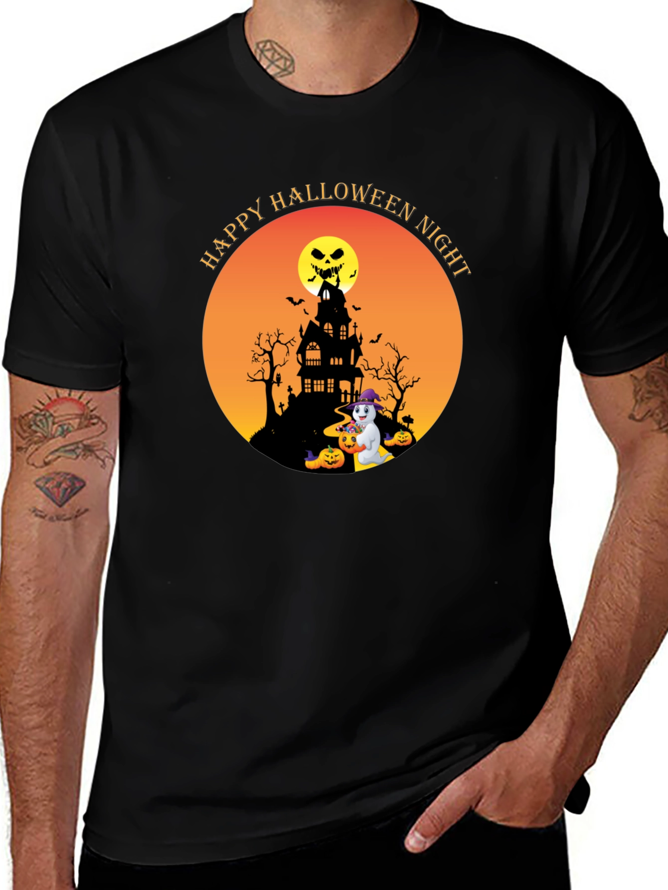 Happy Halloween Night Black T-Shirt