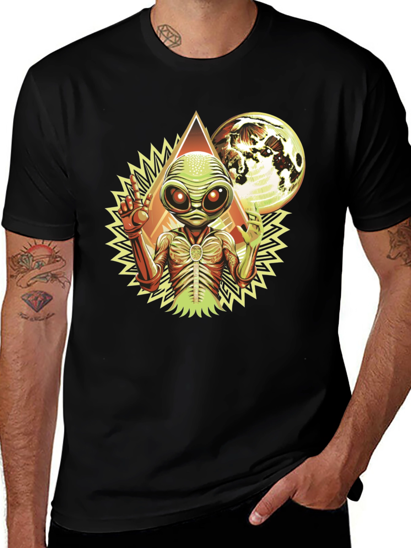 Variant 29 of Alien Graphic Tee - Black Cotton Blend