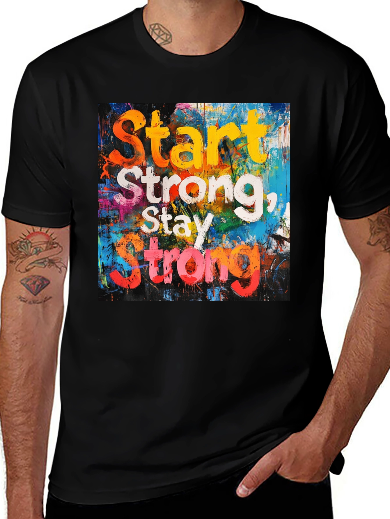 Variant 17 of Start Strong T-Shirt: Motivational Graphic Tee