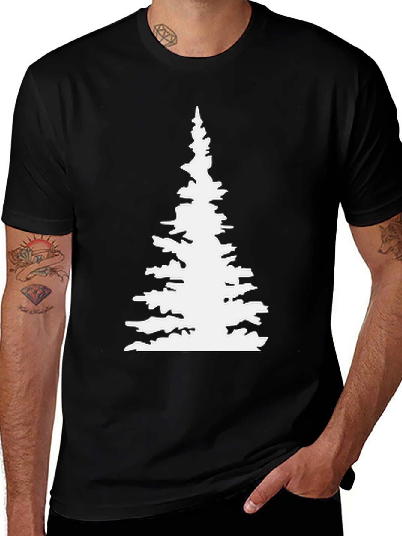 Variant 14 of Pine Tree Graphic Tee - Nature Lover's Black T-Shirt