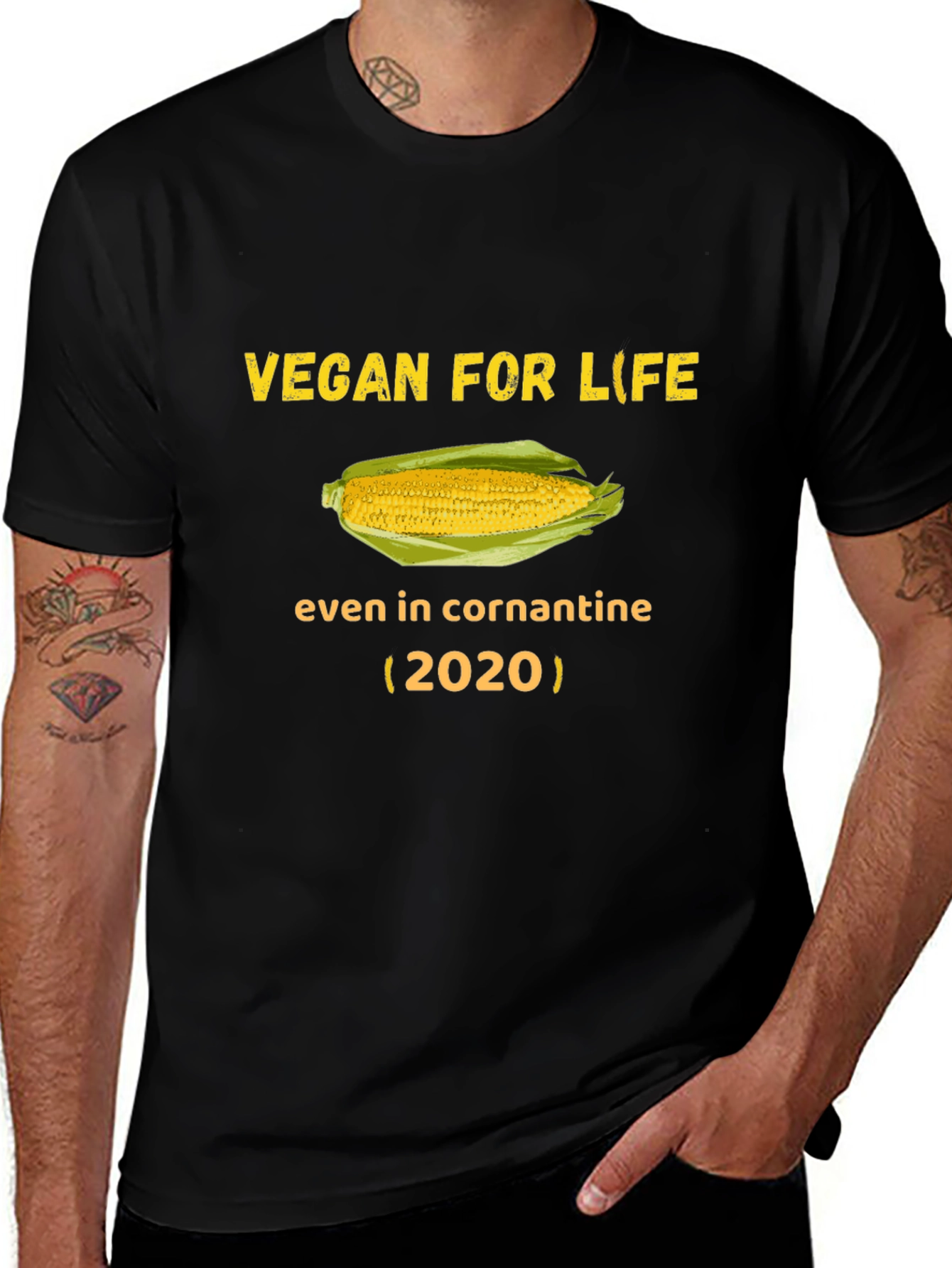 Variant 22 of Vegan for Life Corn T-Shirt - Quirky Quarantine Tee
