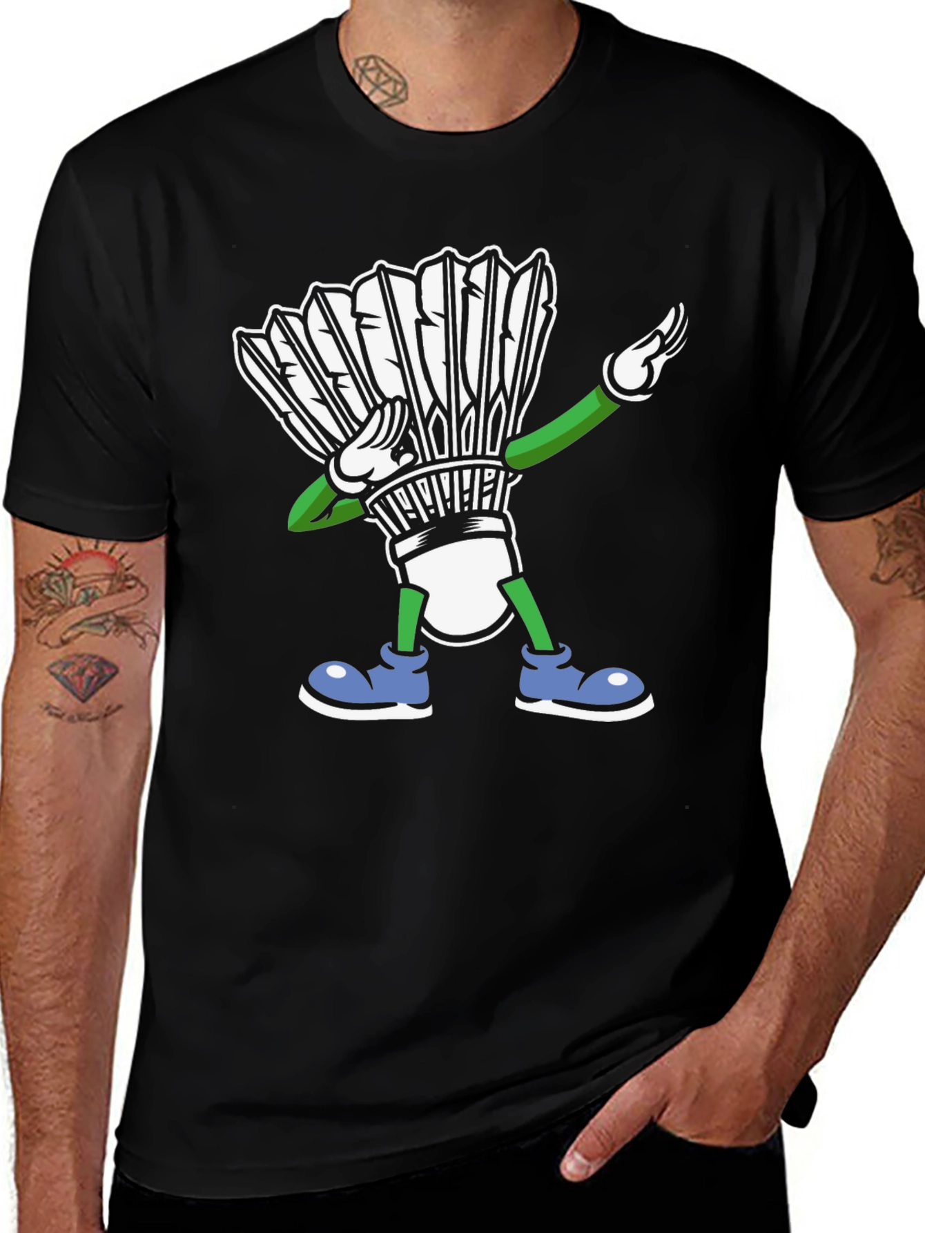 Variant 27 of Dabbing Shuttlecock Black Graphic Tee