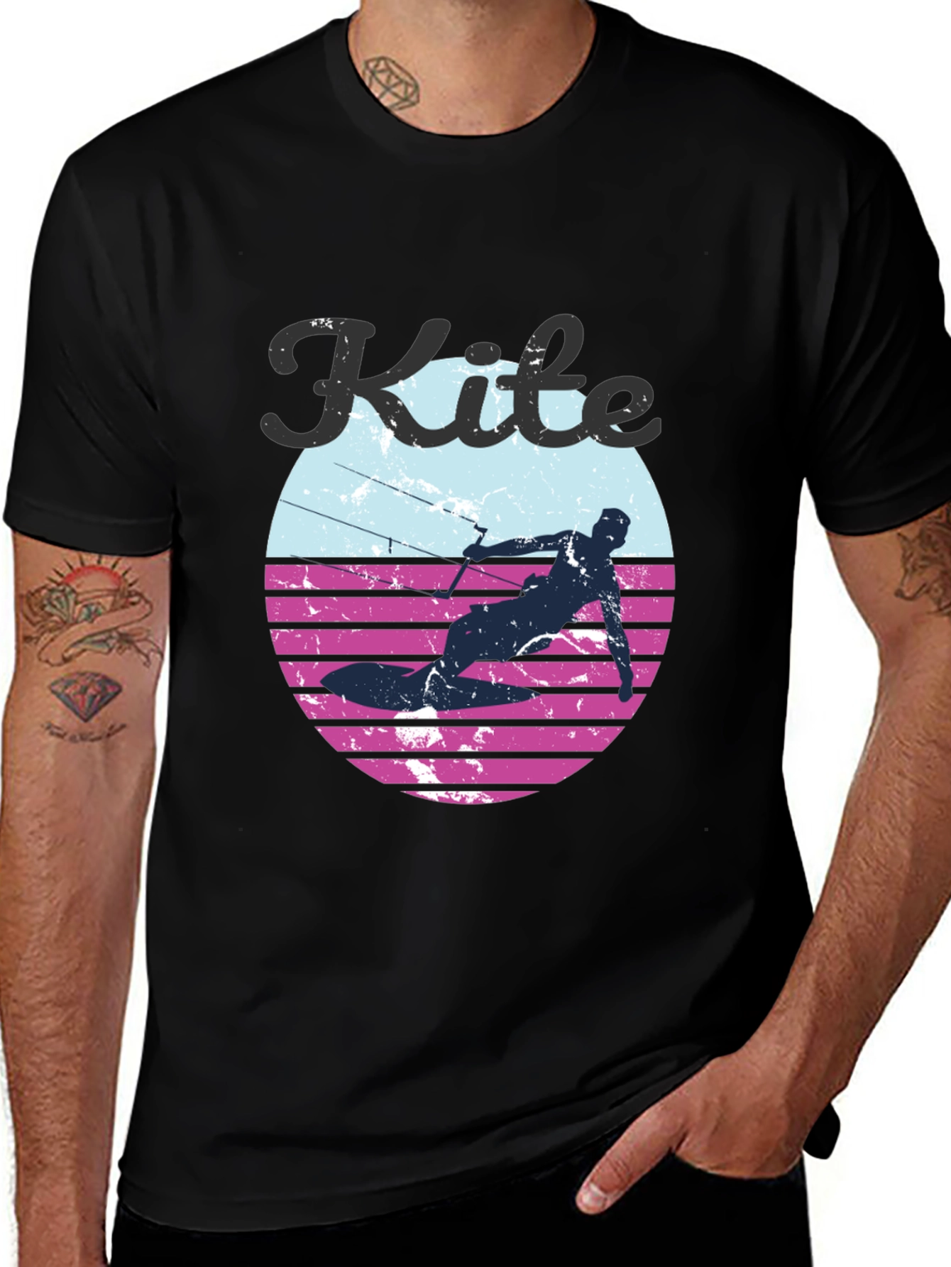 Variant 5 of Kite Surfing T-Shirt - Retro Style Design