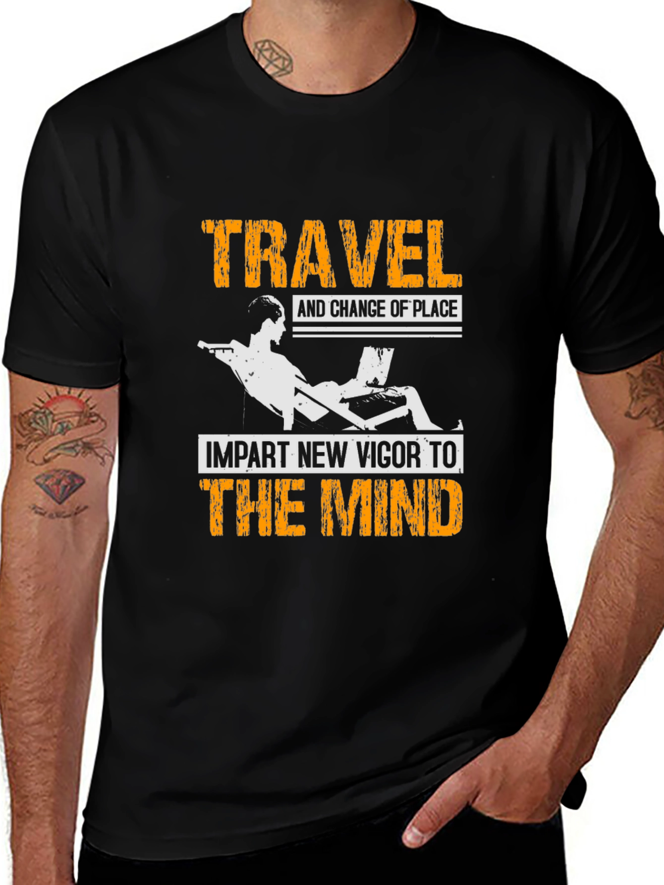 Variant 4 of Travel Vigor Mind Graphic Tee - Black Cotton T-Shirt