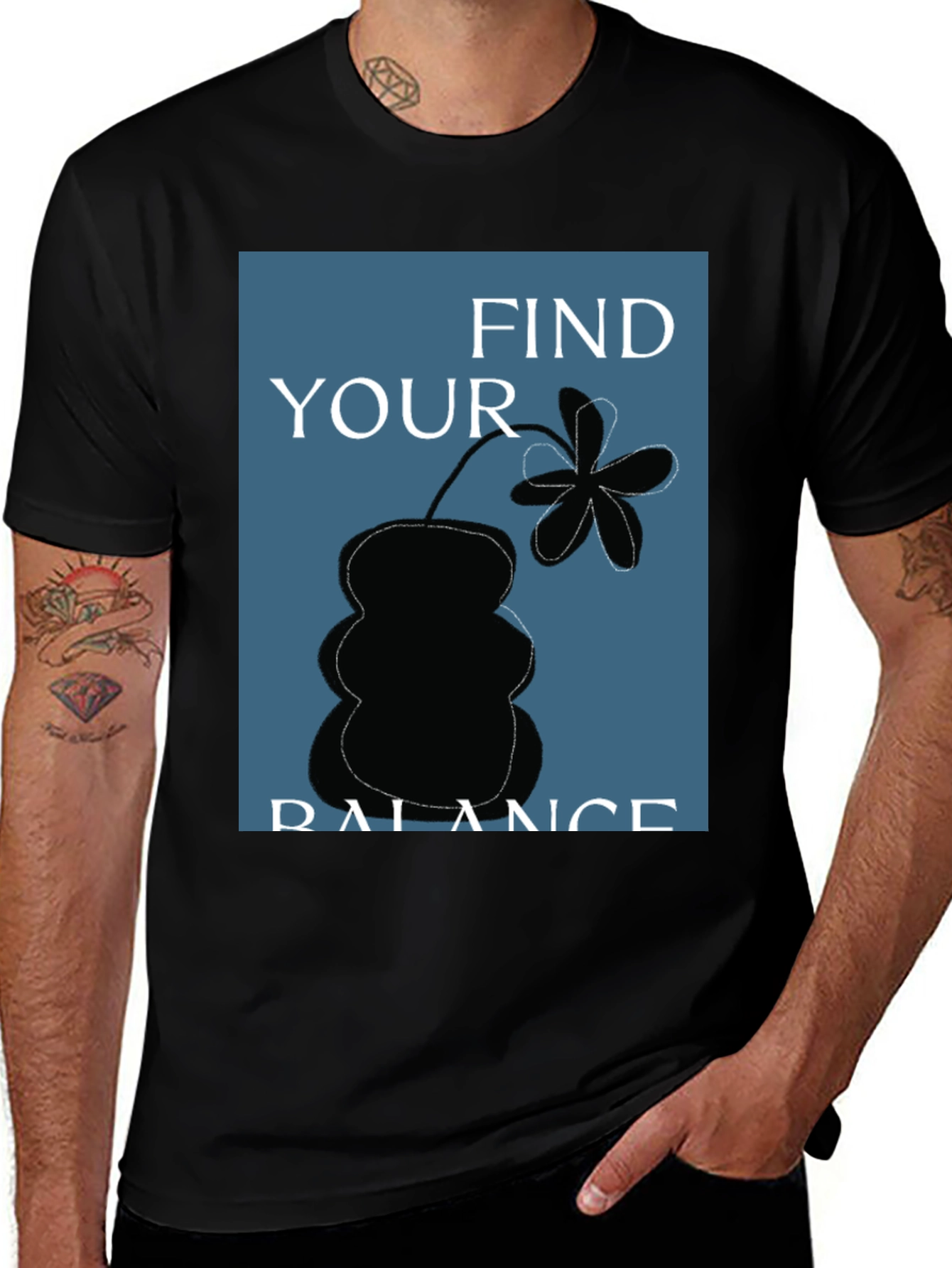 Variant 28 of Find Your Balance Graphic Tee - Black