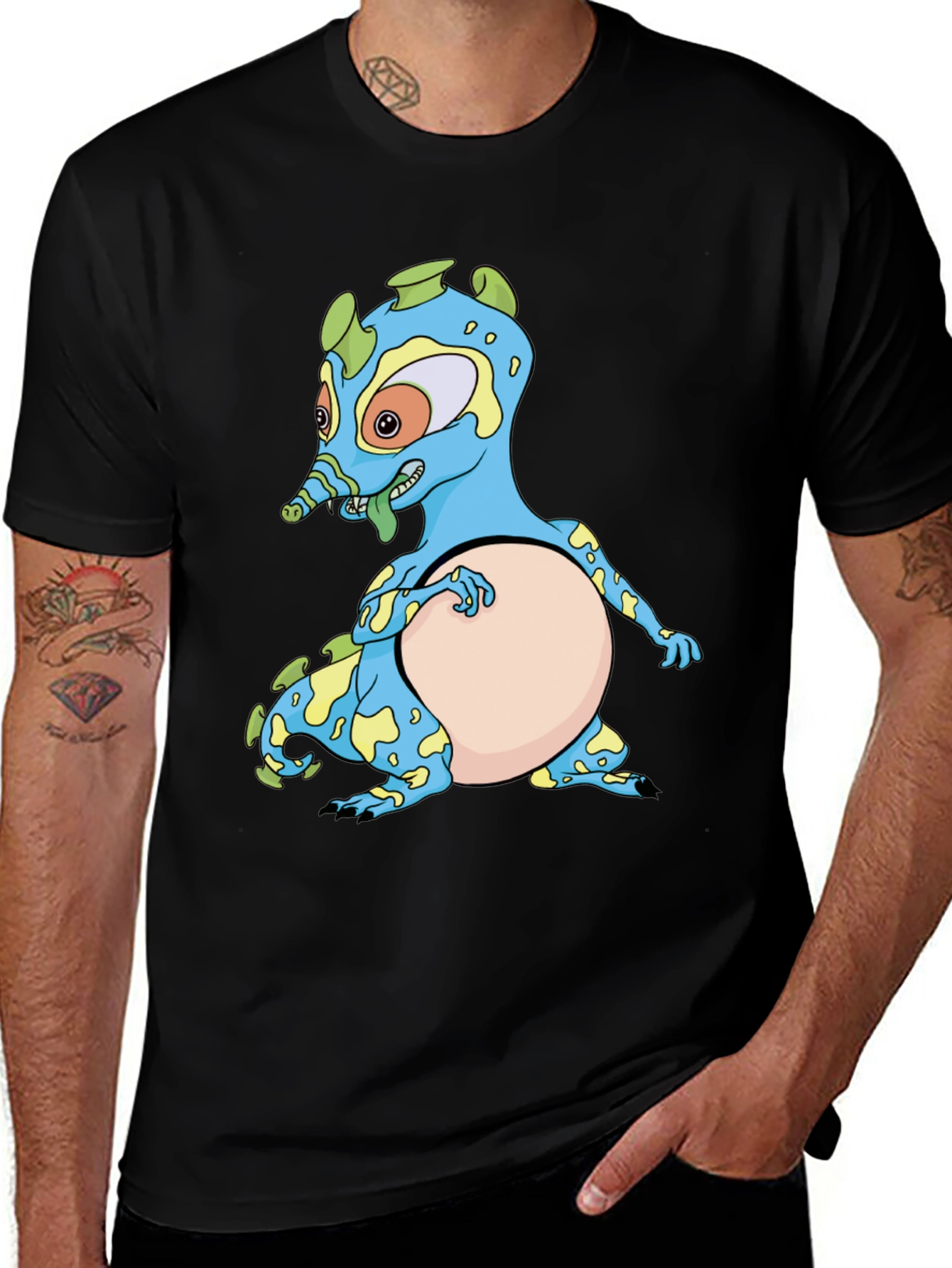 Cartoon Creature Black T-Shirt