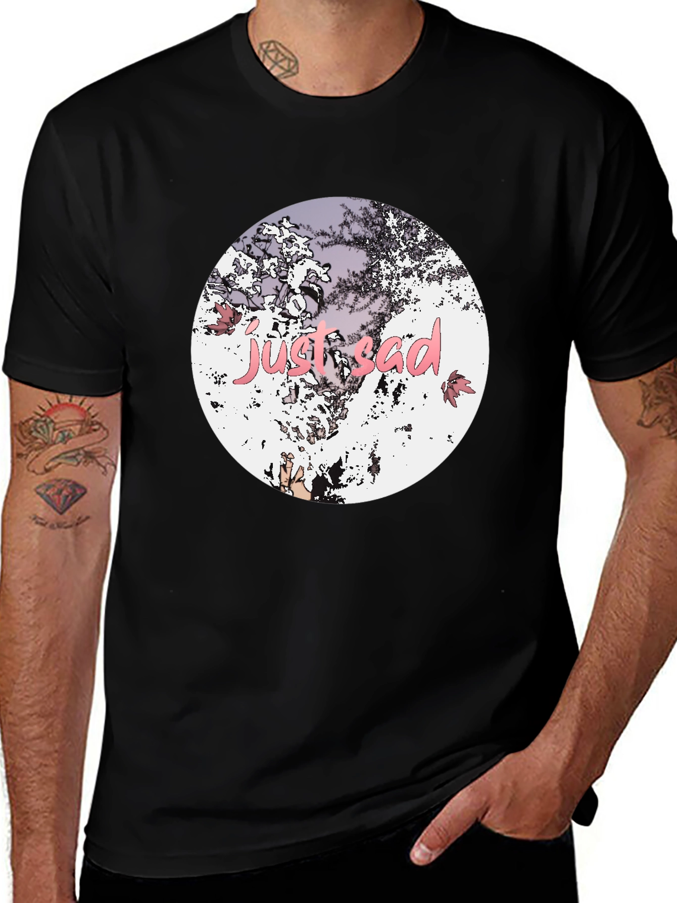 Variant 13 of Just Sad Graphic Tee - Stylish Black Casual T-Shirt