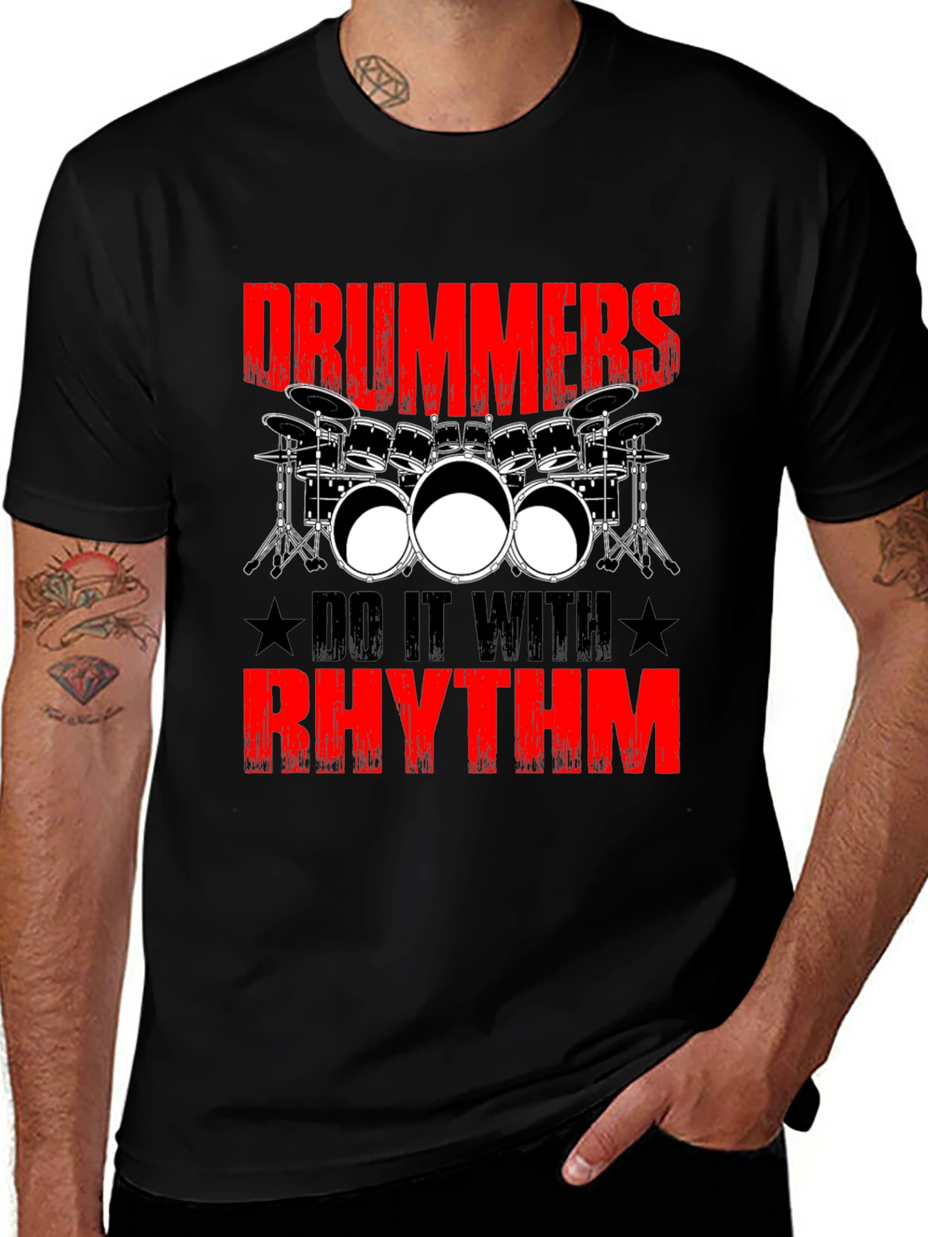 Variant 8 of Drummers Do It With Rhythm Graphic T-Shirt
