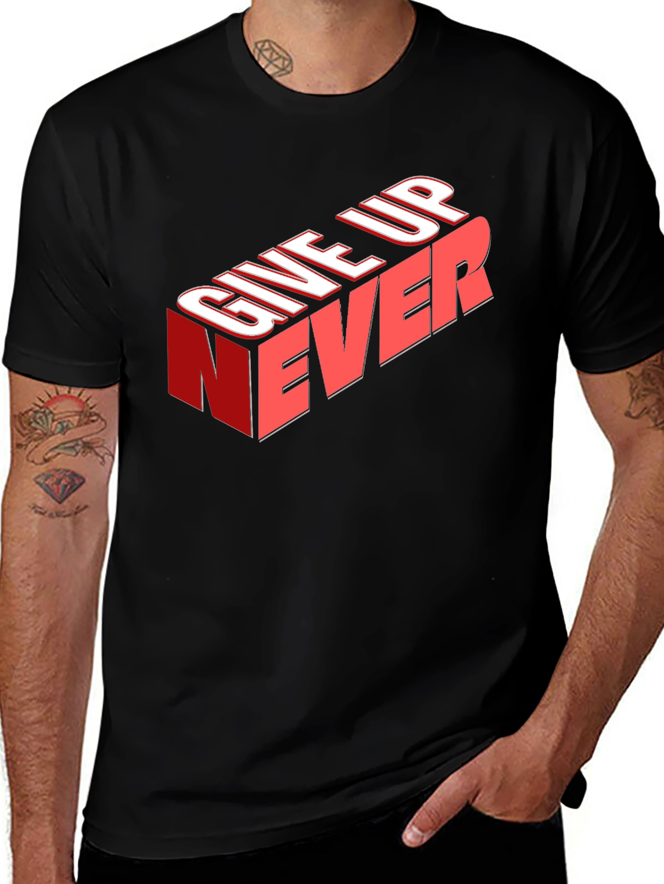 Variant 8 of Give Up Never Graphic Tee - Motivational T-Shirt