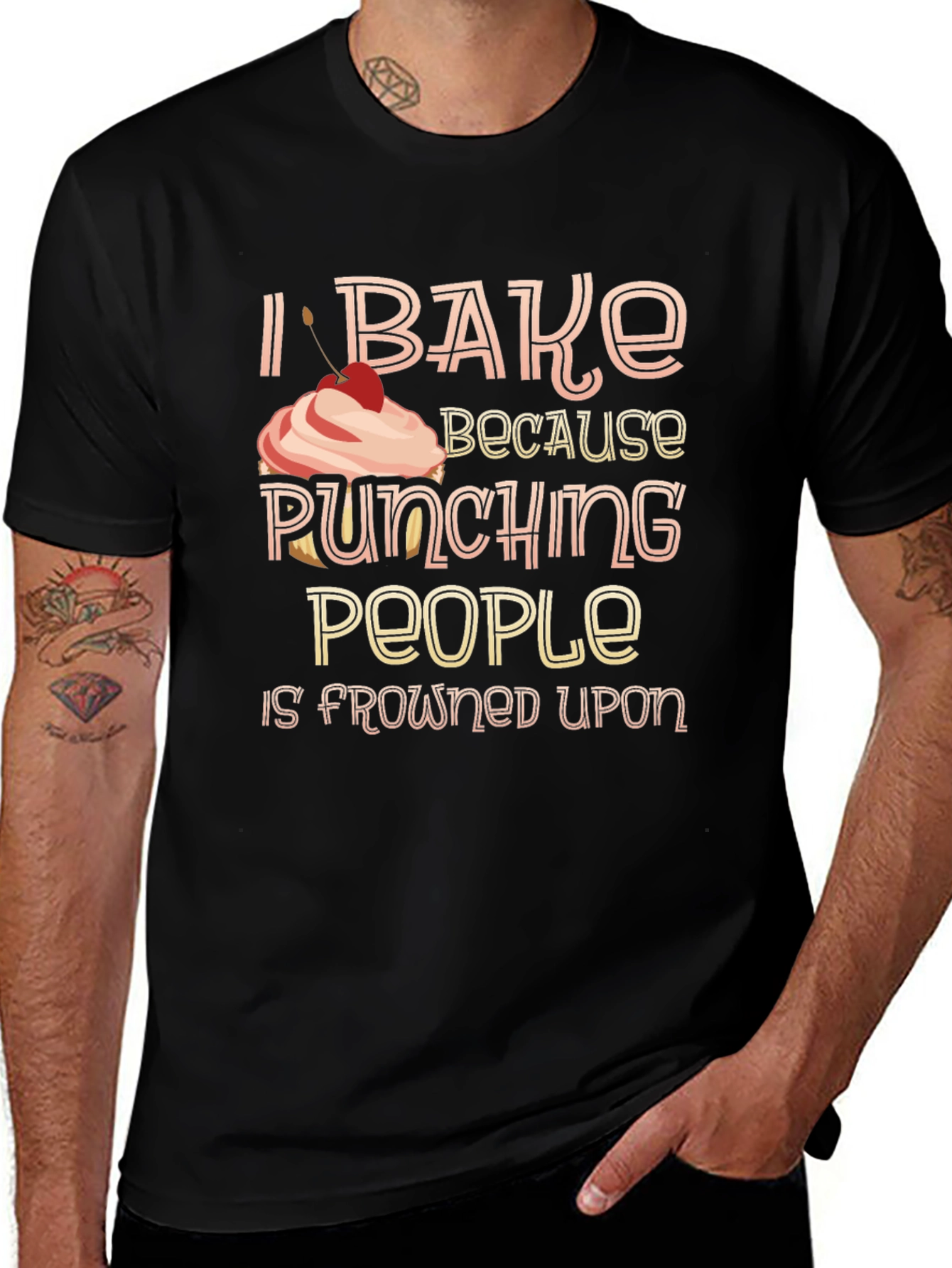 Variant 26 of I Bake Because Punching People Is Frowned Upon Graphic Tee