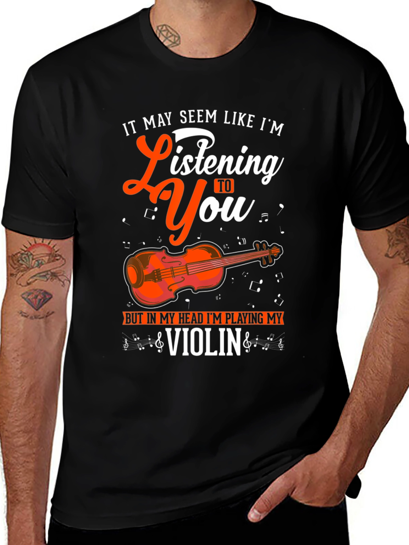 Variant 15 of Violin Player T-Shirt - "Listening to You" Funny Musician Tee
