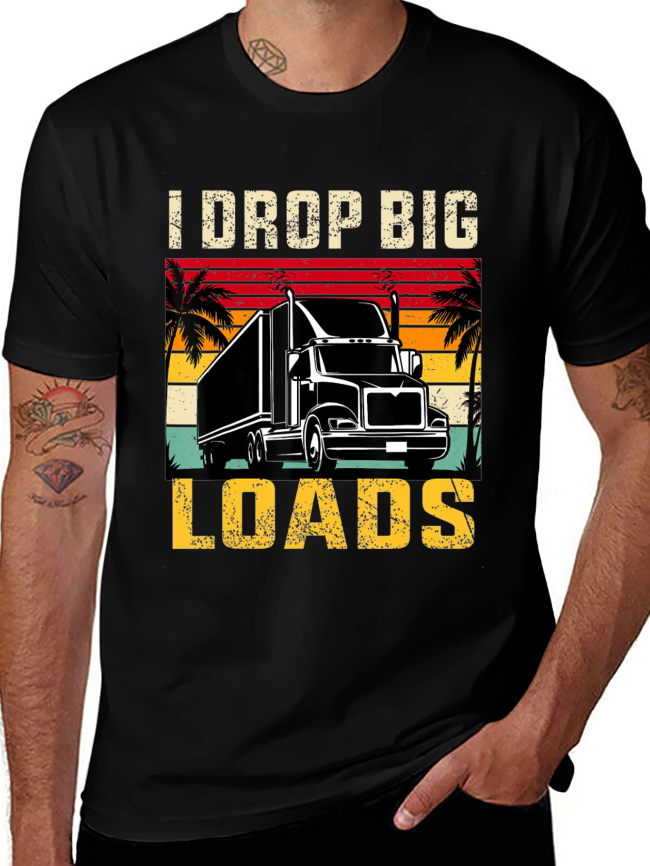 Variant 25 of I Drop Big Loads Trucker T-Shirt