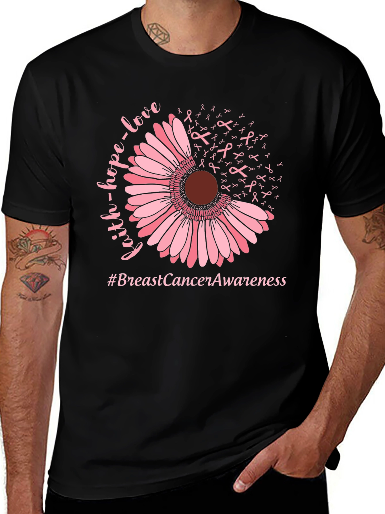 Variant 29 of Breast Cancer Awareness T-Shirt, Faith Hope Love