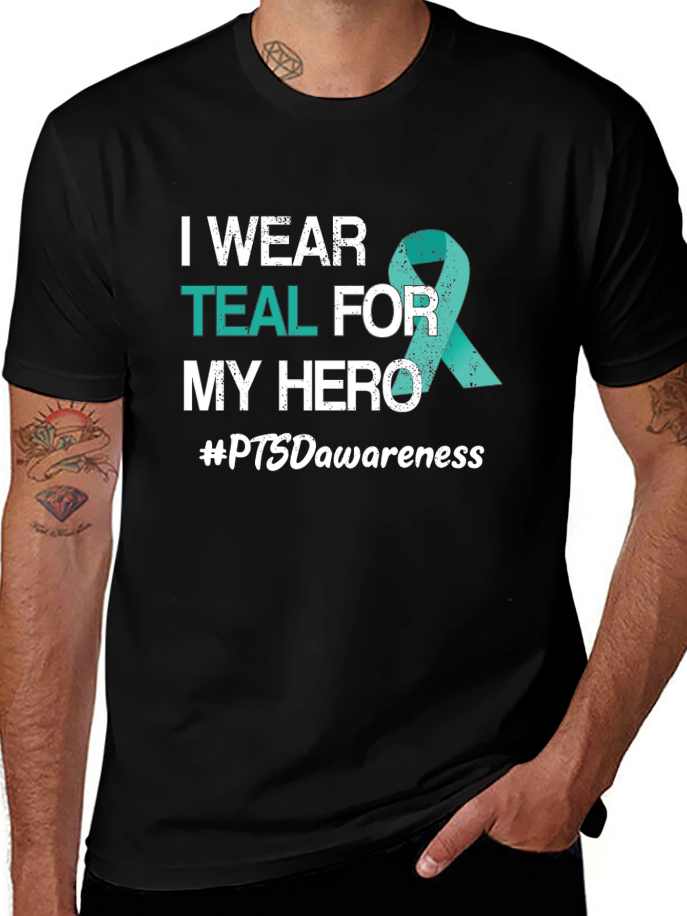 Variant 20 of I Wear Teal For My Hero PTSD Awareness T-Shirt