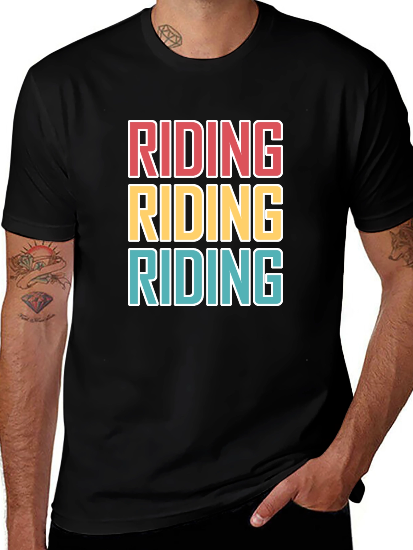 Variant 9 of Riding Graphic Tee | Casual Black T-Shirt