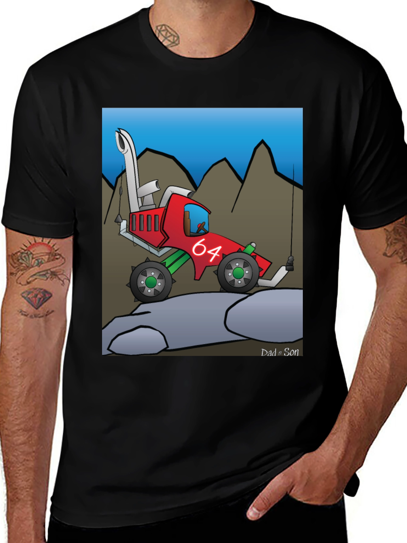 Variant 7 of Dad & Son Cartoon Truck Graphic T-Shirt