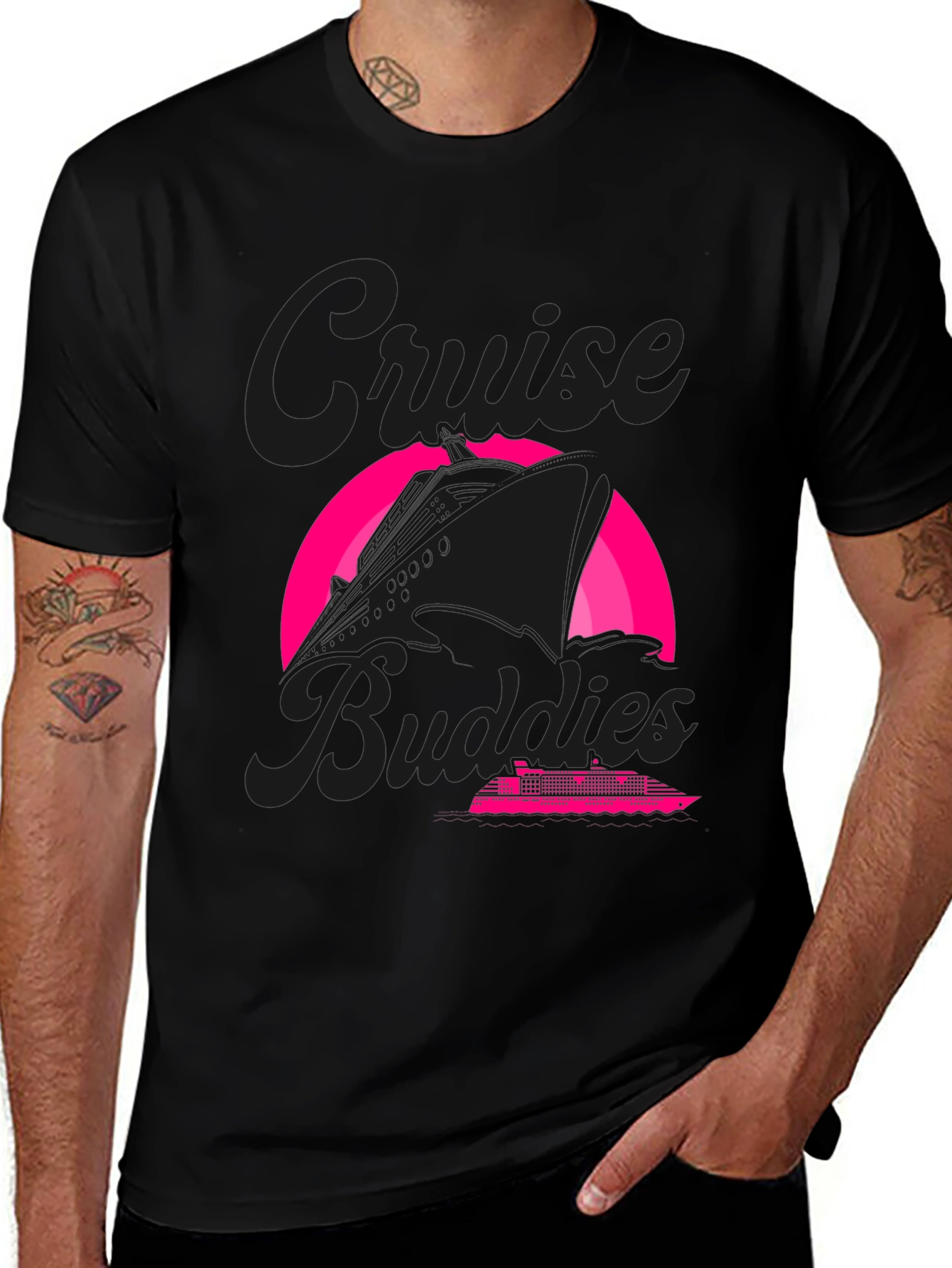 Variant 26 of Cruise Buddies Black Graphic Tee