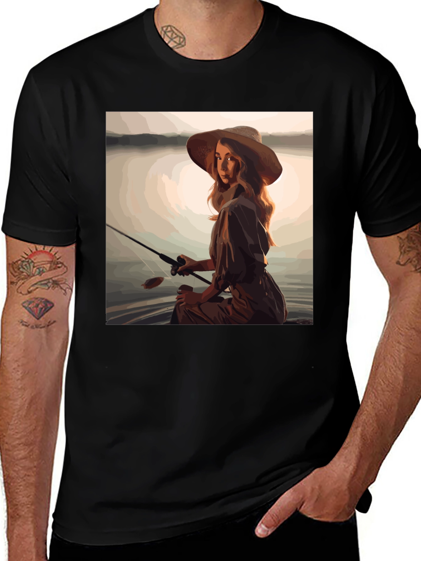 Variant 11 of Fisherwoman Graphic Tee - Stylish Angler Shirt