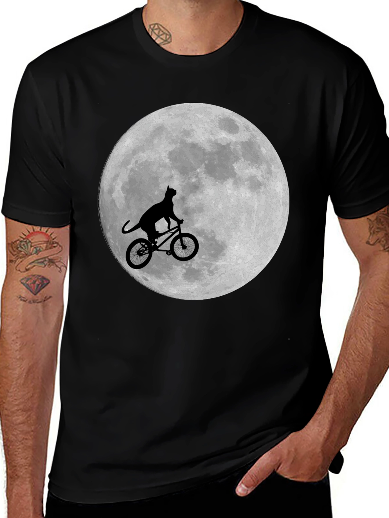Variant 30 of Cat on Bike Moon Graphic T-Shirt