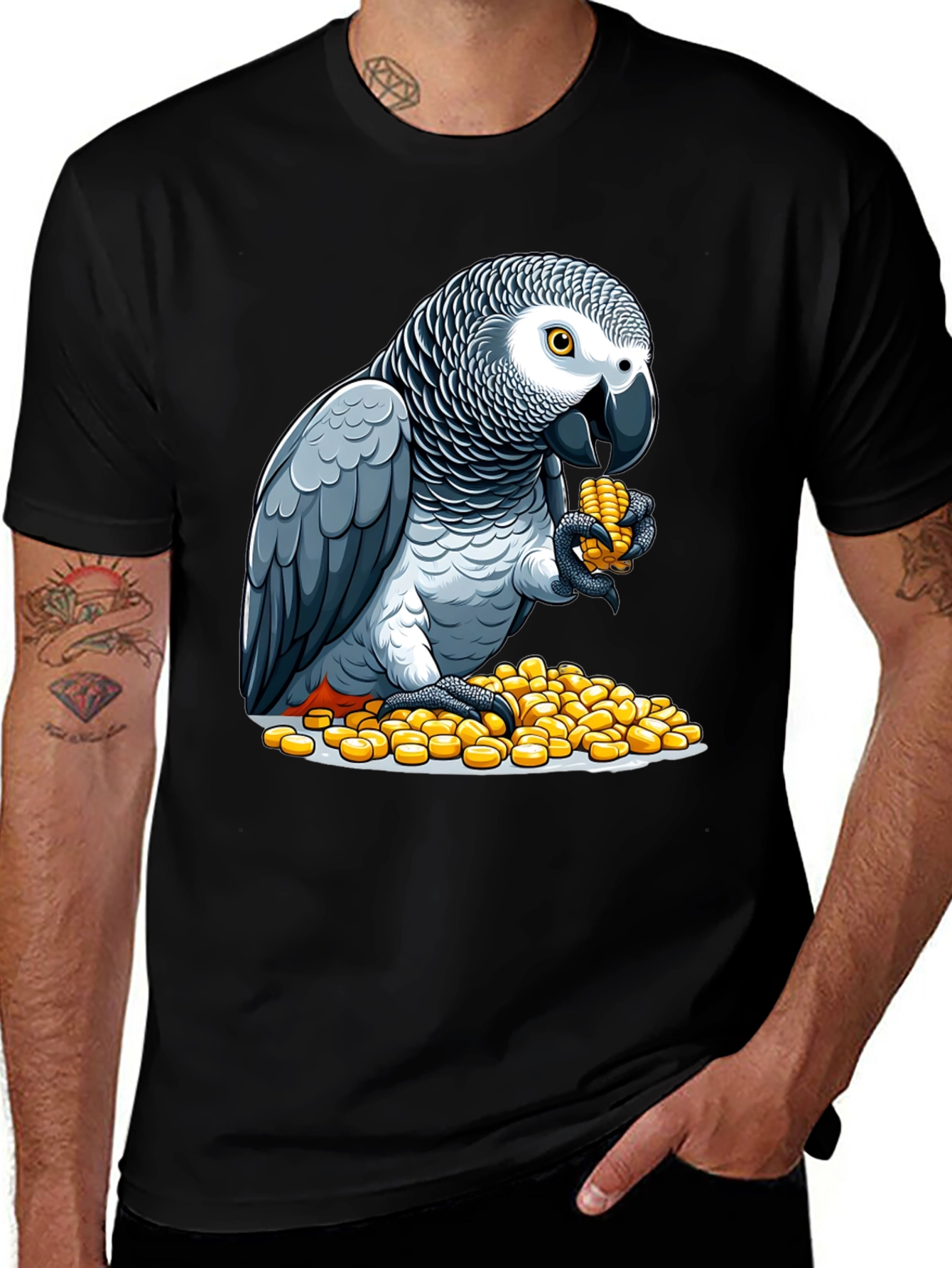 Variant 26 of Parrot Eating Corn Graphic Tee