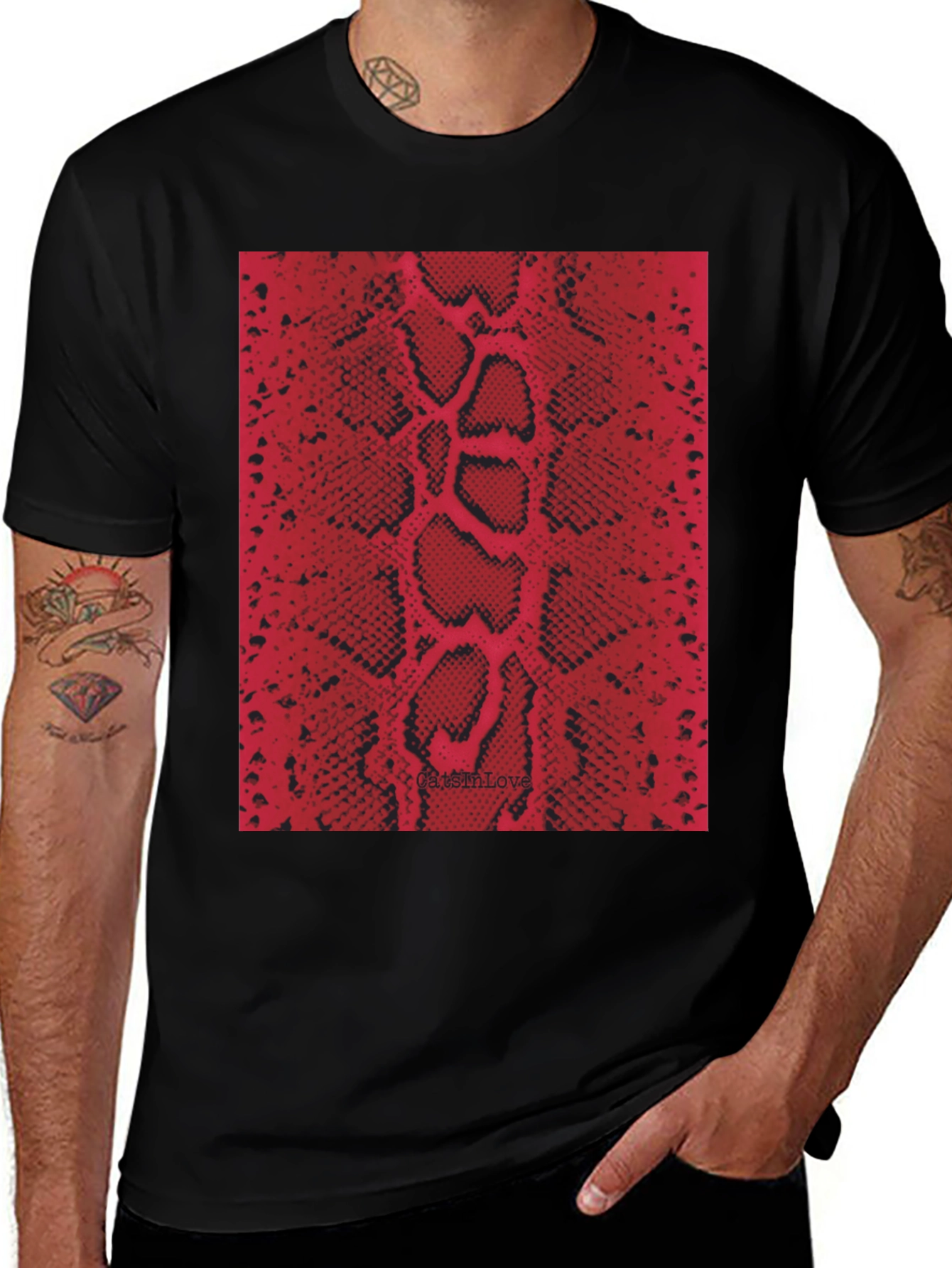 Red Snakeskin Print T-Shirt