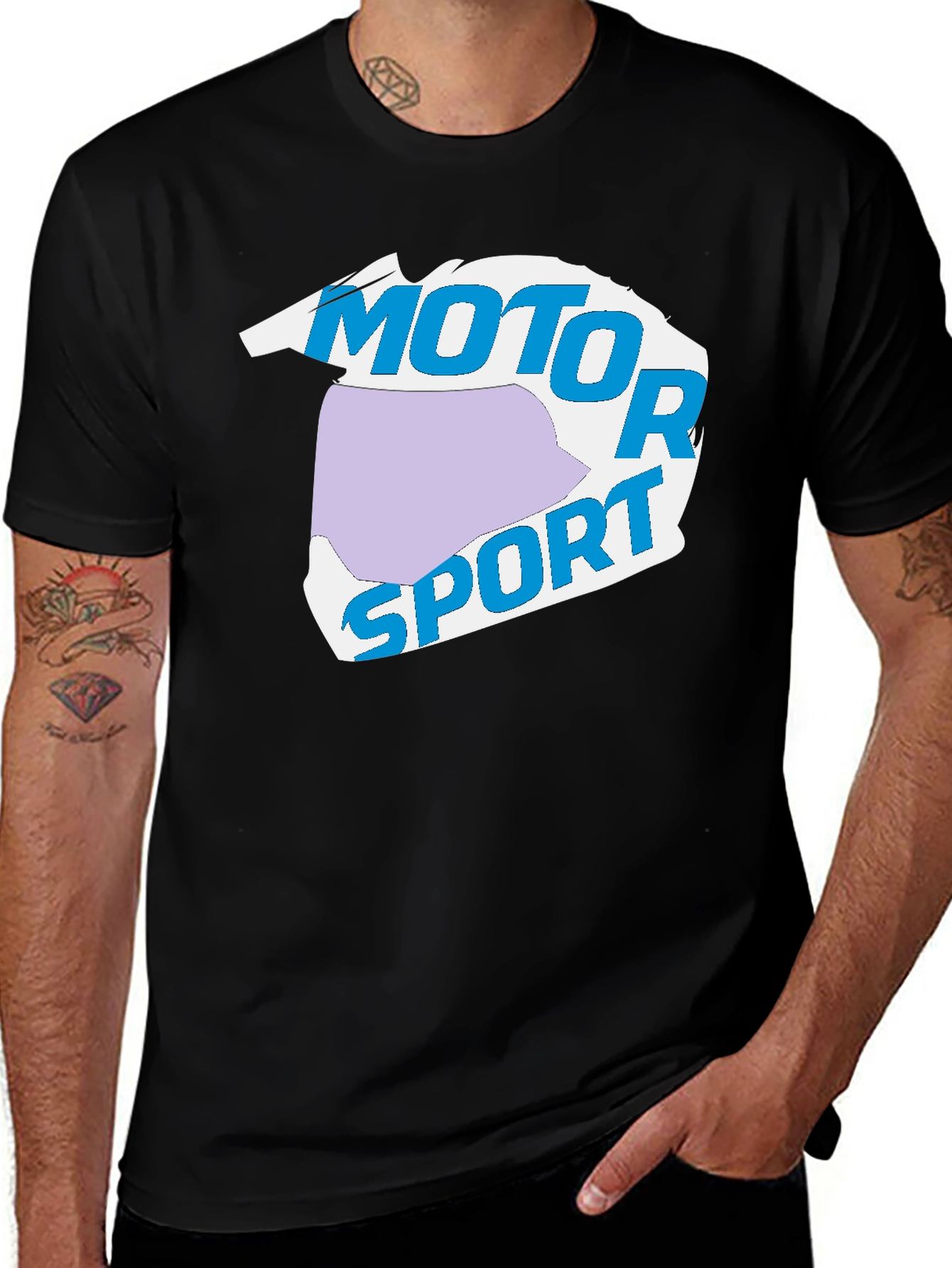 Variant 18 of Motorsport Helmet T-Shirt - Black Graphic Tee