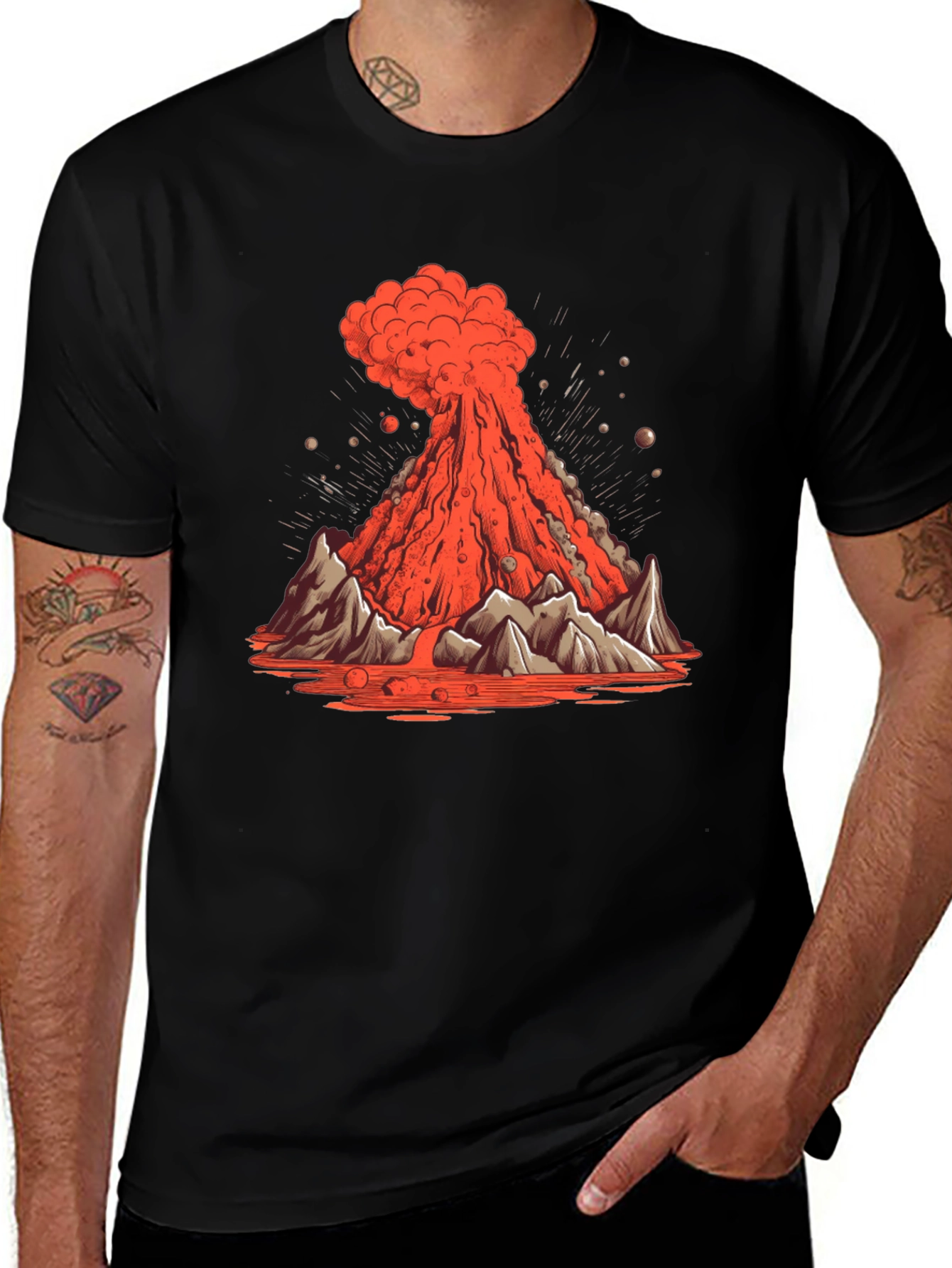 Variant 13 of Volcano Eruption Graphic Tee - Lava Mountain Design