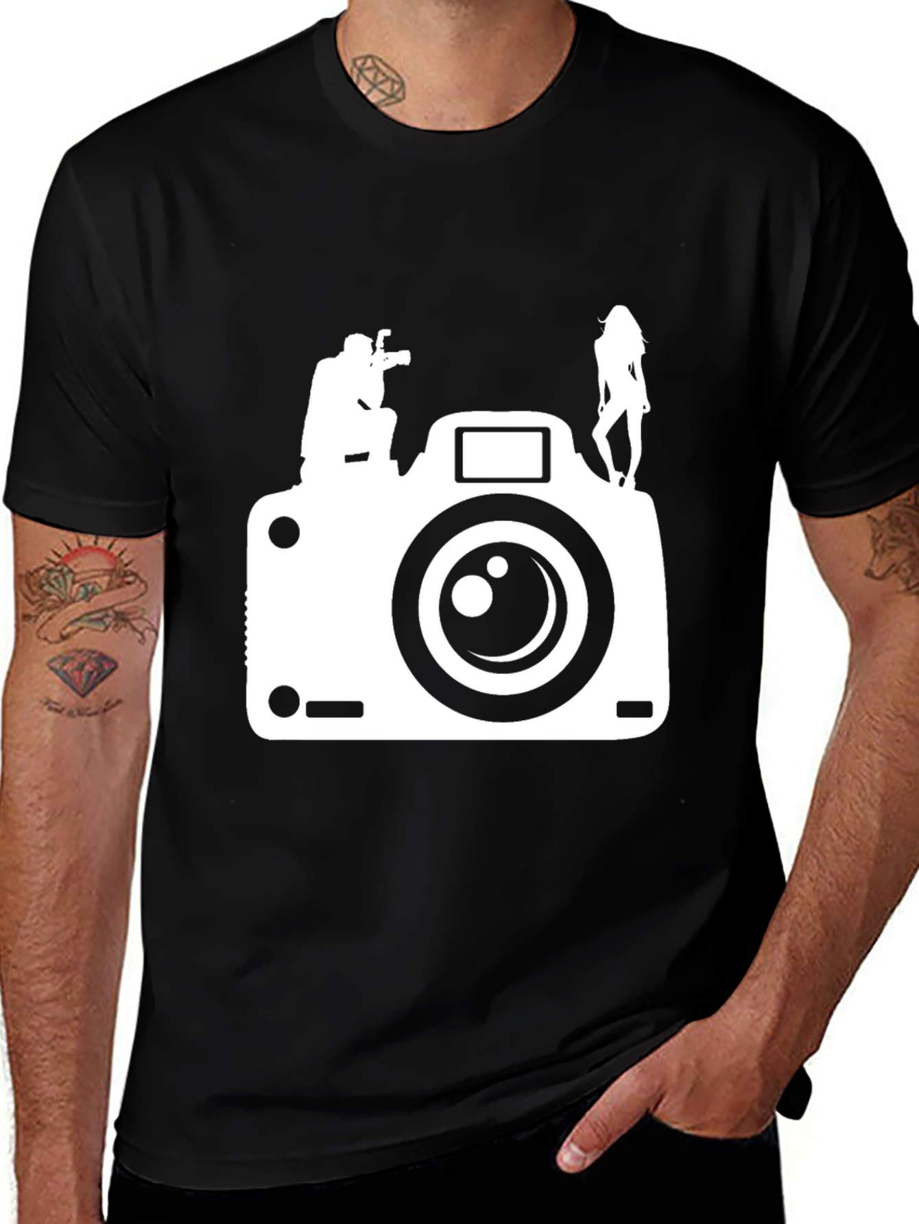 Variant 28 of Photographer & Model T-Shirt - Black Cotton Tee