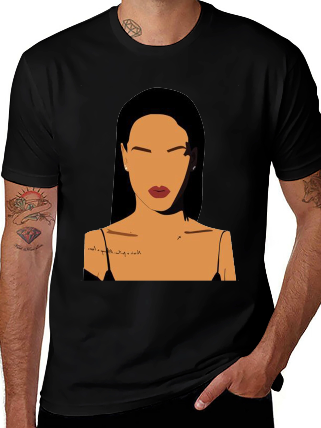 Variant 4 of Minimalist Woman Portrait Black T-Shirt
