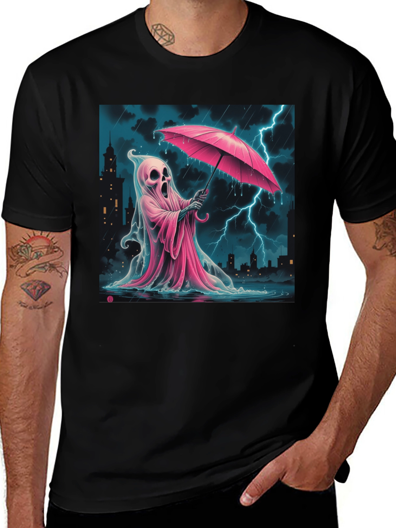 Variant 6 of Ghostly Pink Umbrella T-Shirt
