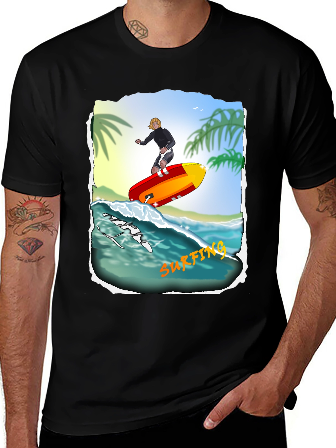Variant 28 of Surfing T-Shirt: Cool Wave Graphic Tee for Surfers