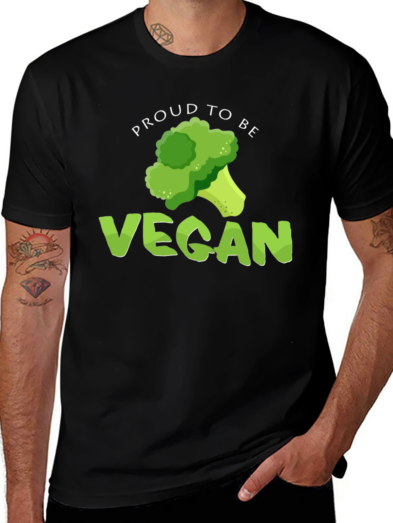 Variant 14 of Proud to be Vegan Broccoli Graphic T-Shirt