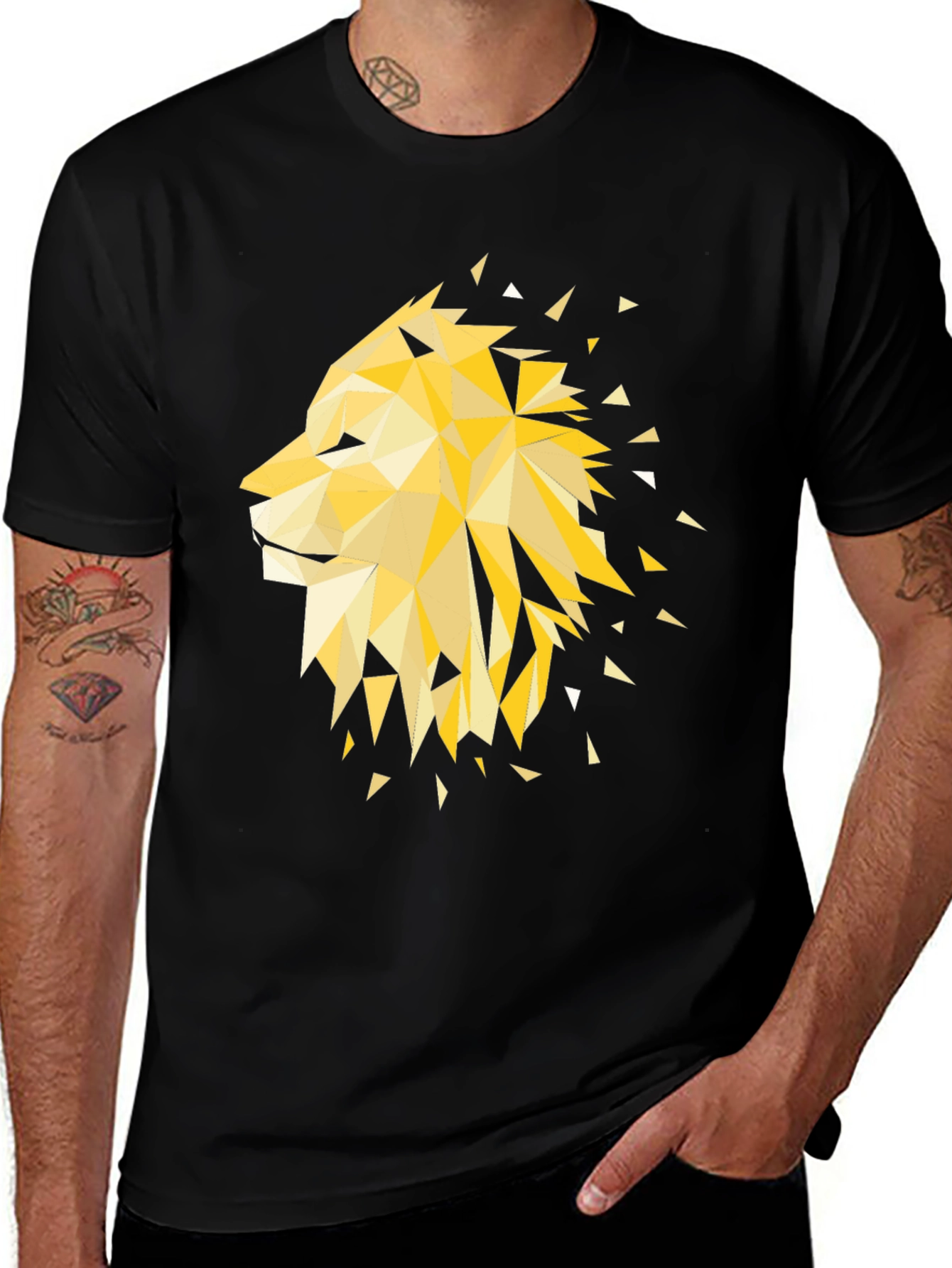 Variant 11 of Geometric Lion Graphic Tee - Modern Style